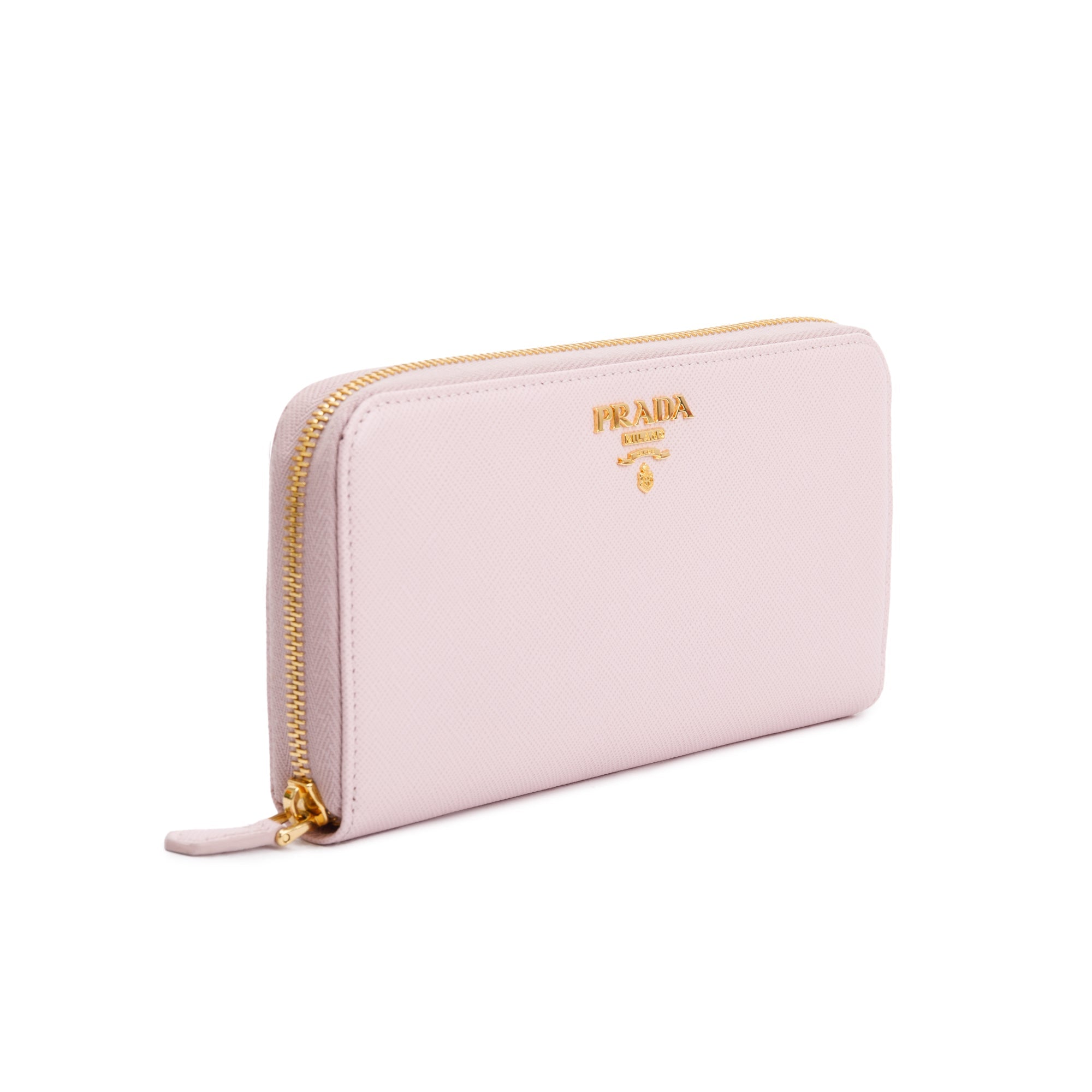 Prada Pink Saffiano Leather Zip Around Wallet w/ Box & Authenticity Card