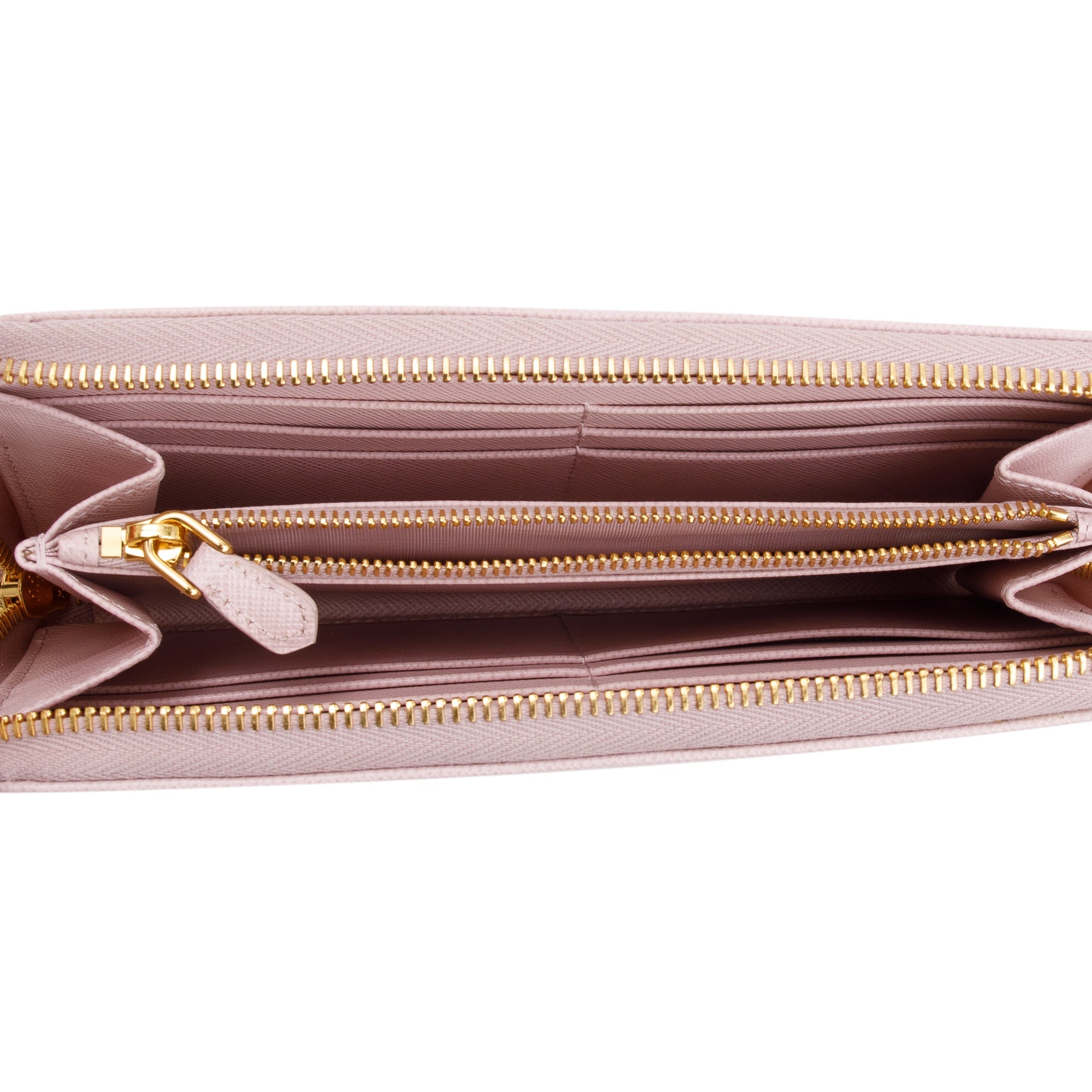 Prada Pink Saffiano Leather Zip Around Wallet w/ Box & Authenticity Card