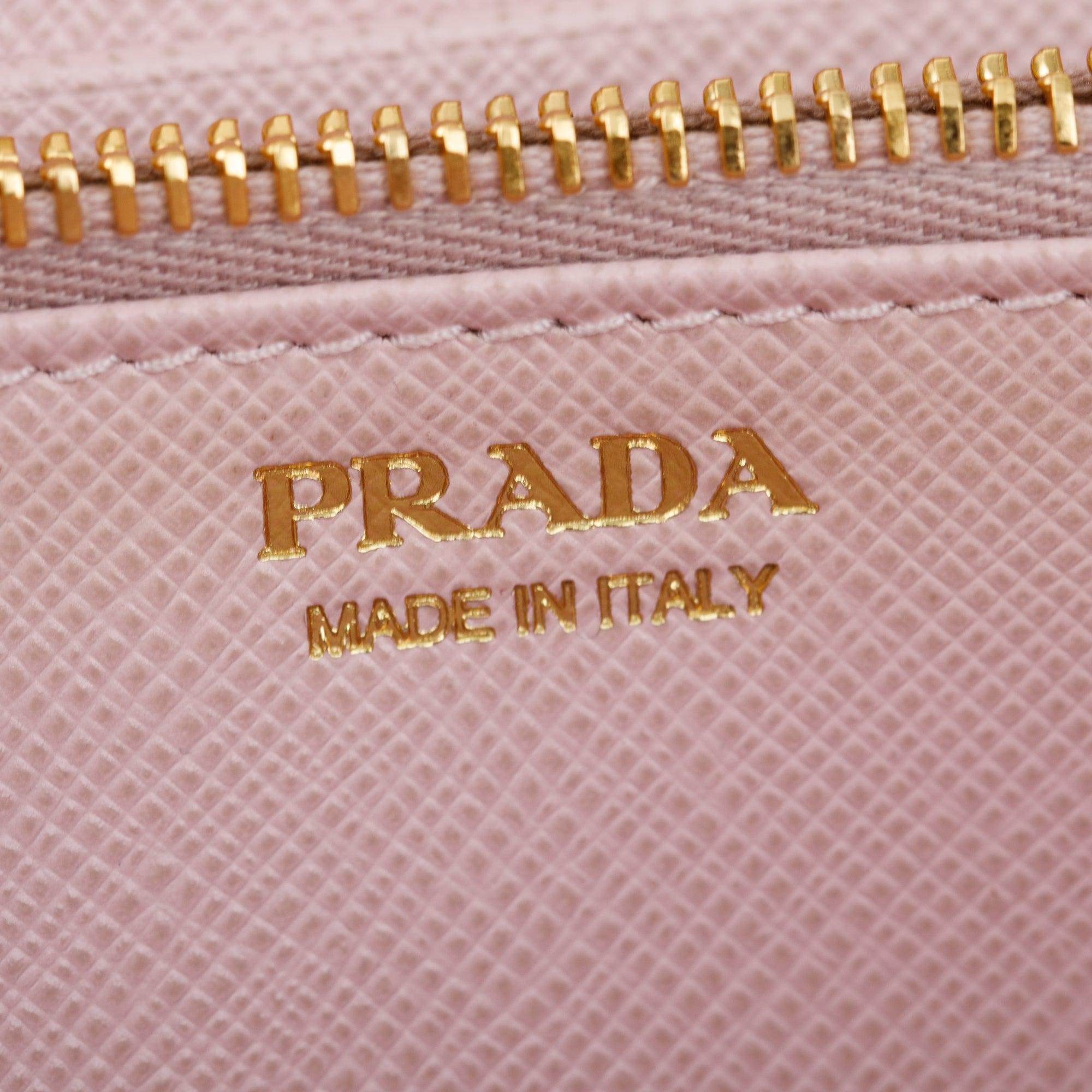 Prada Pink Saffiano Leather Zip Around Wallet w/ Box & Authenticity Card