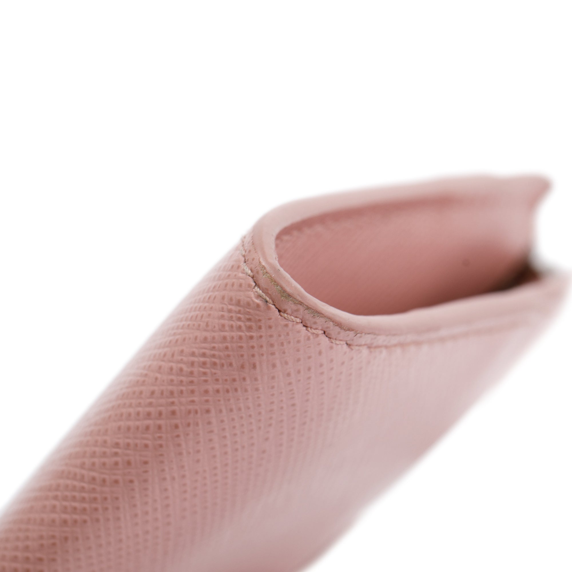 Prada Pink Saffiano Leather Zip Card Holder w/ Box