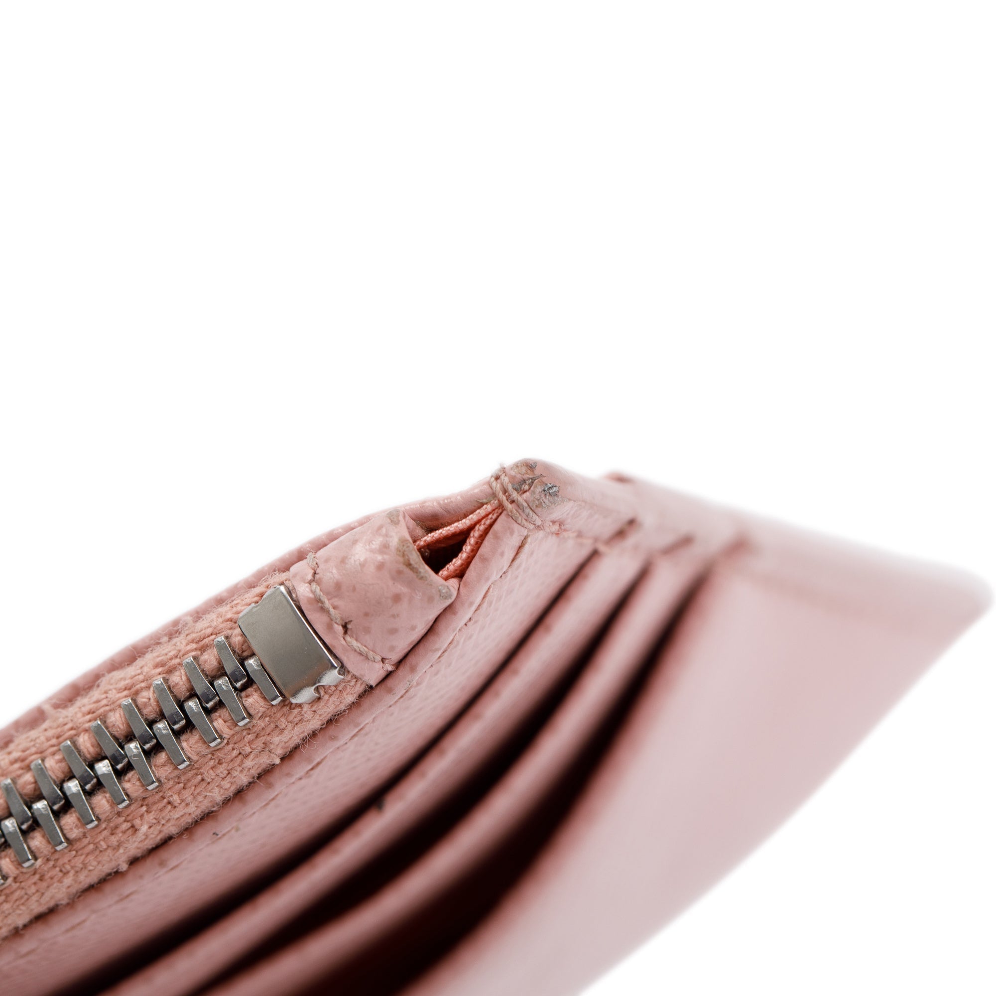 Prada Pink Saffiano Leather Zip Card Holder w/ Box