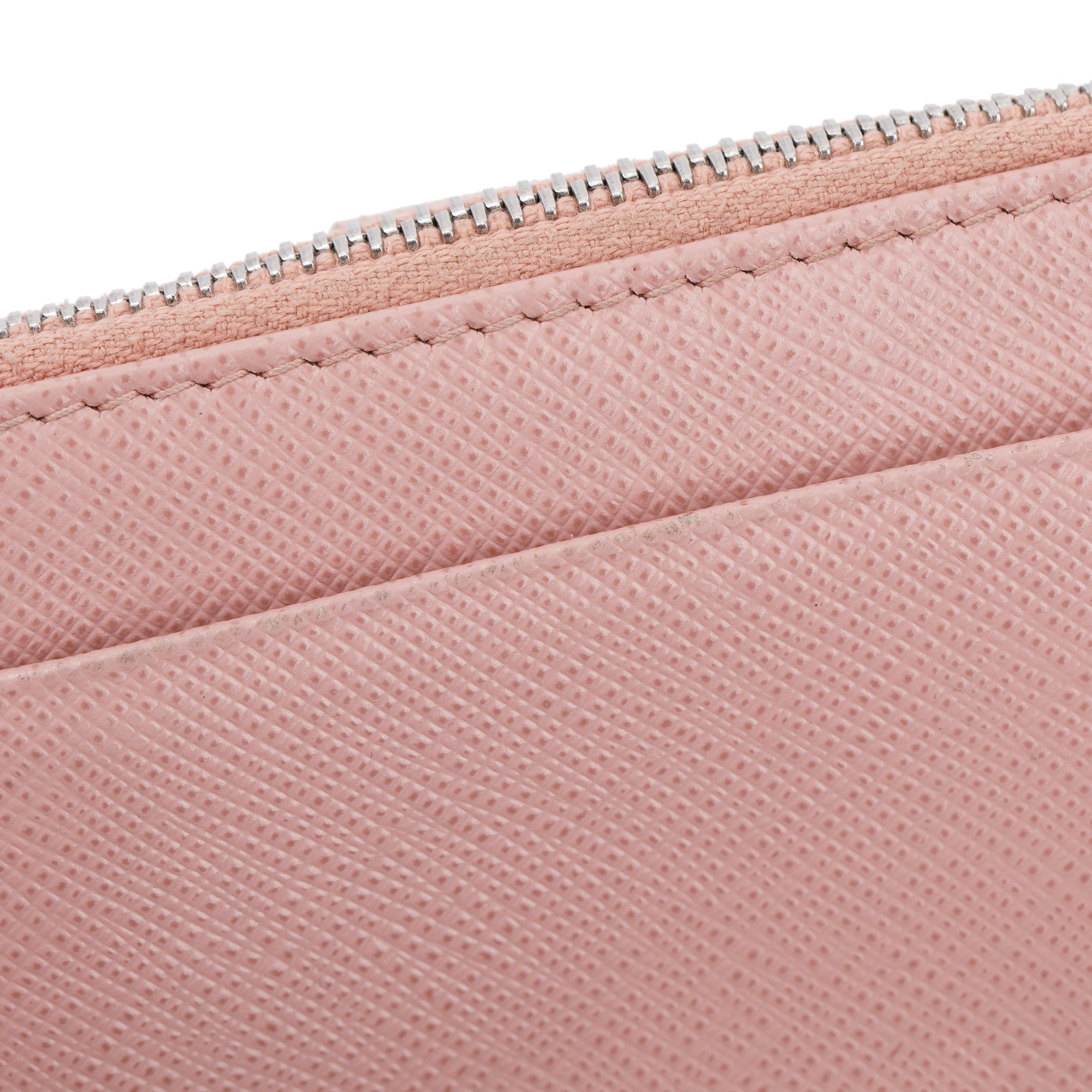 Prada Pink Saffiano Leather Zip Card Holder w/ Box