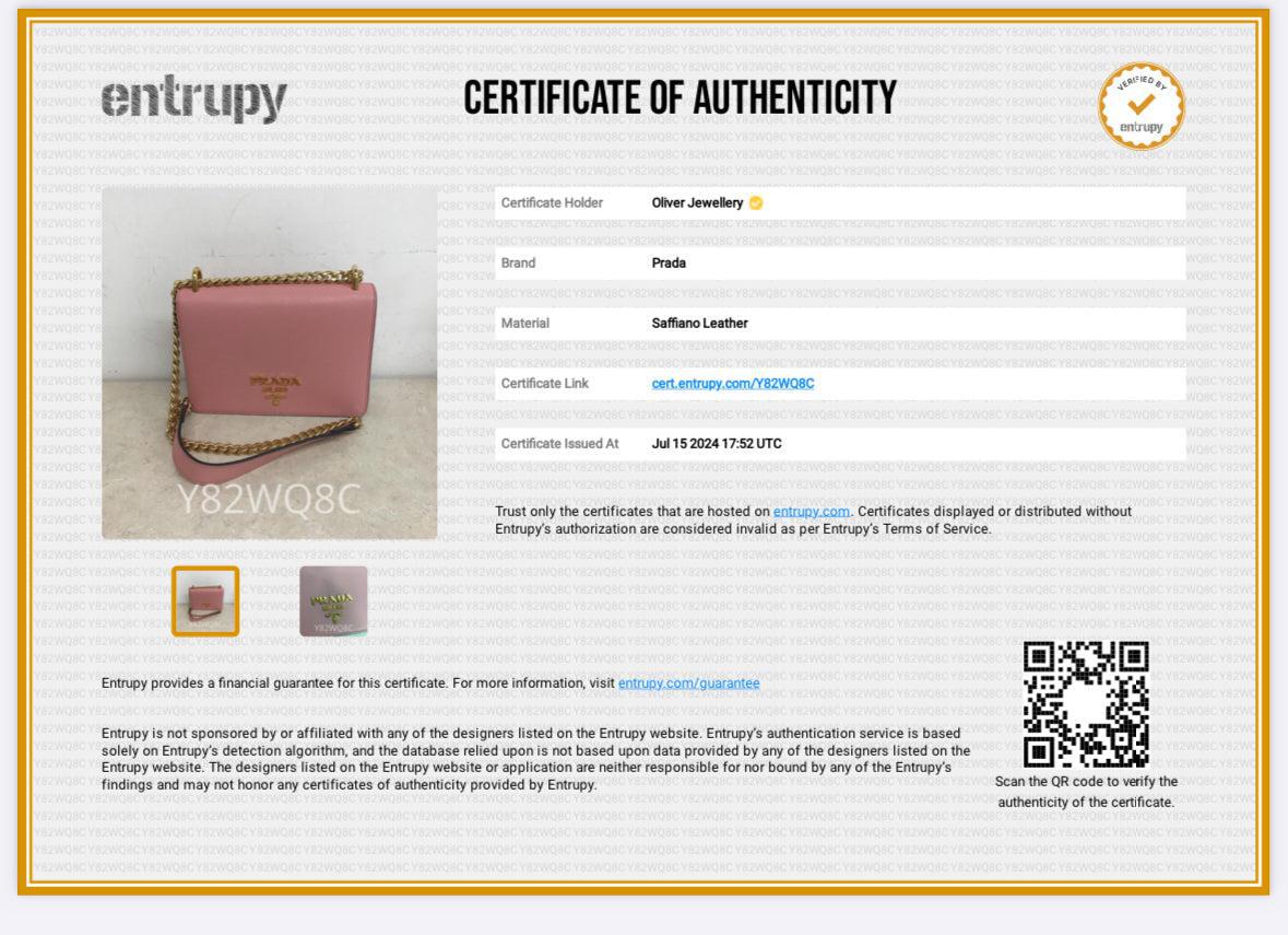 Prada Pink Saffiano Lux Chain Shoulder Bag w/ Authenticity Card