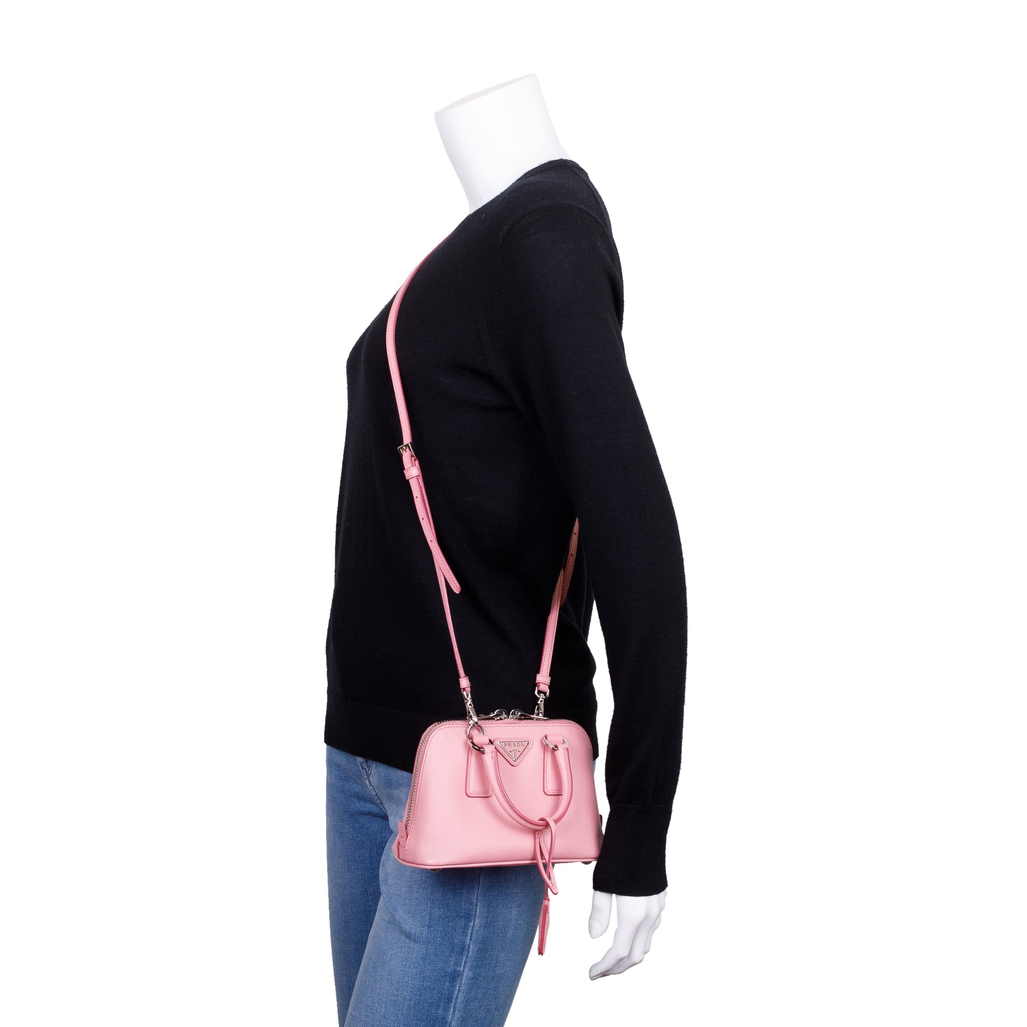 Prada Pink Saffiano Lux Mini Promenade Tote w/ Strap & Authenticity Card