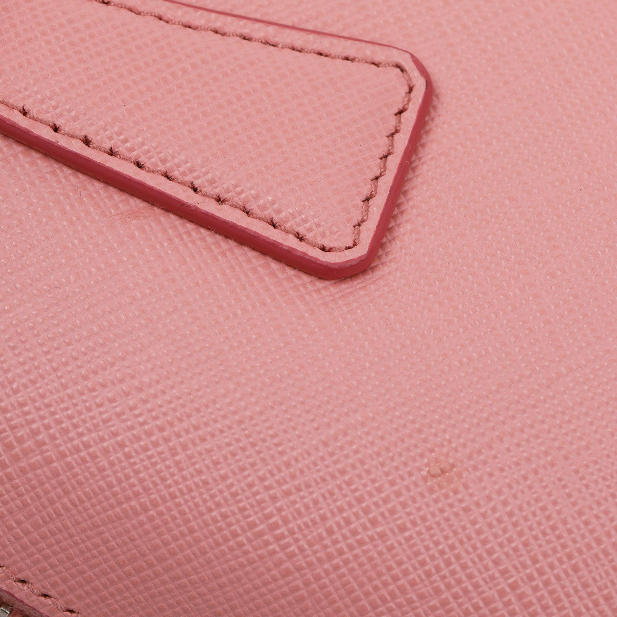 Prada Pink Saffiano Lux Mini Promenade Tote w/ Strap & Authenticity Card