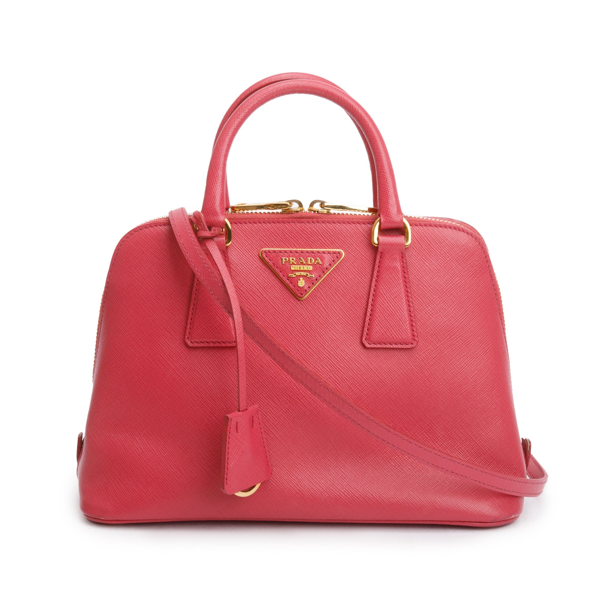 Prada Pink Saffiano Lux Small Promenade Tote w/ Strap & Authenticity Card