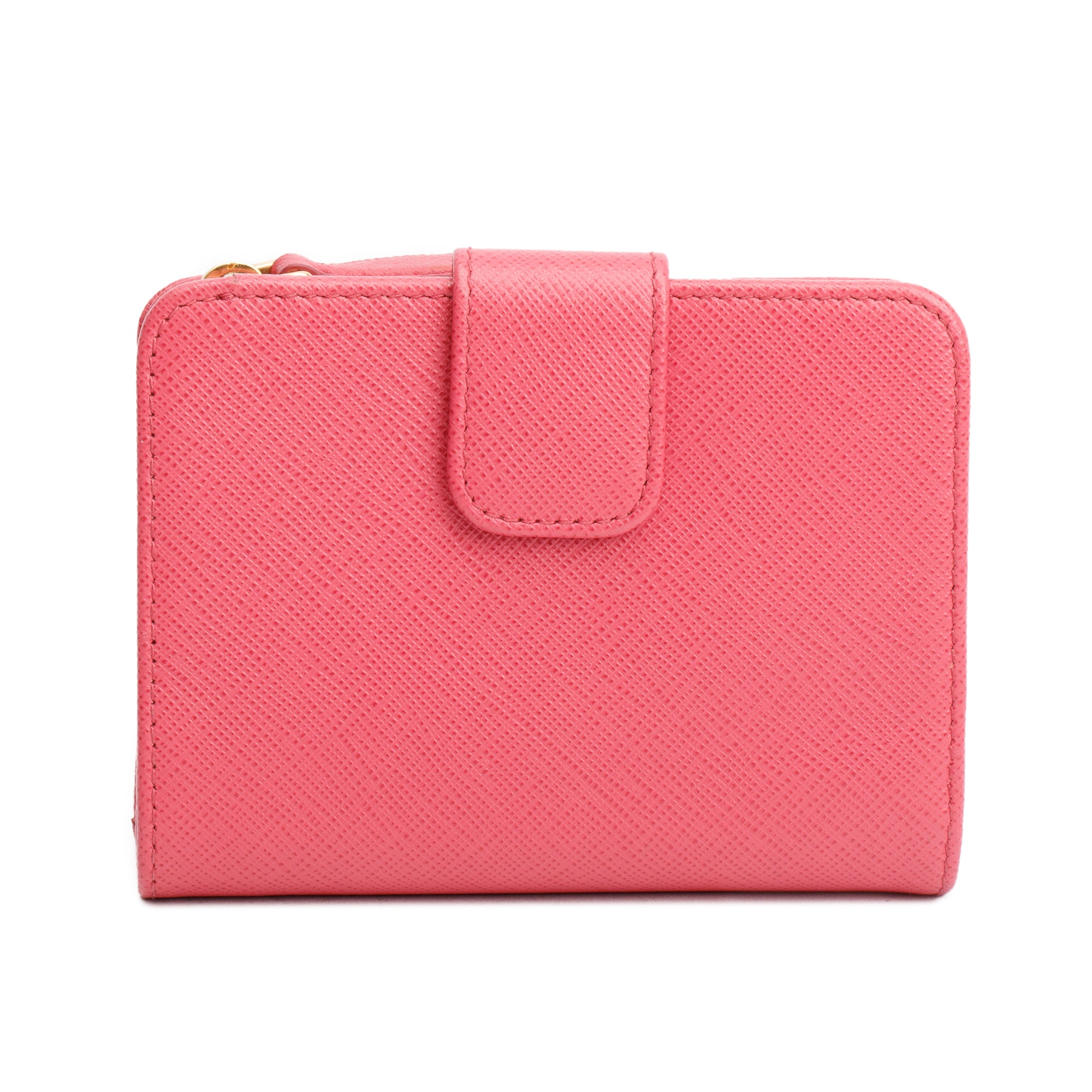 Prada Pink Saffiano Metal Compact Wallet