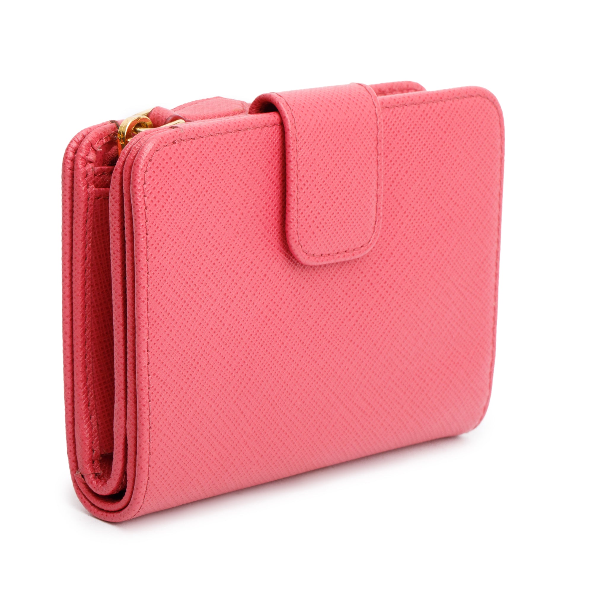 Prada Pink Saffiano Metal Compact Wallet