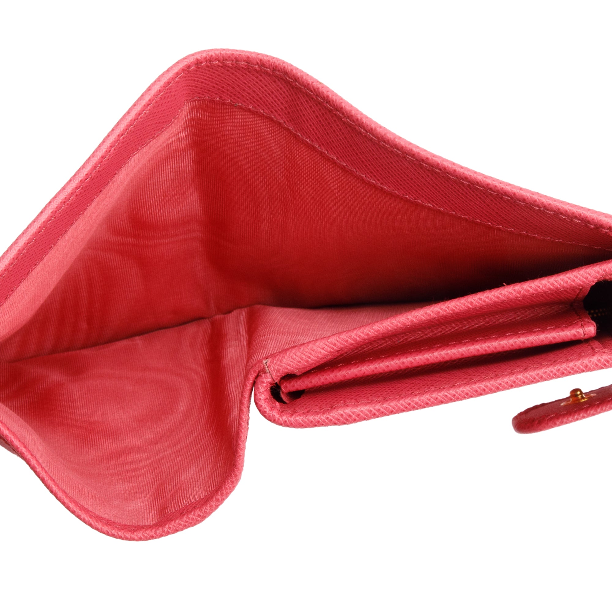 Prada Pink Saffiano Metal Compact Wallet