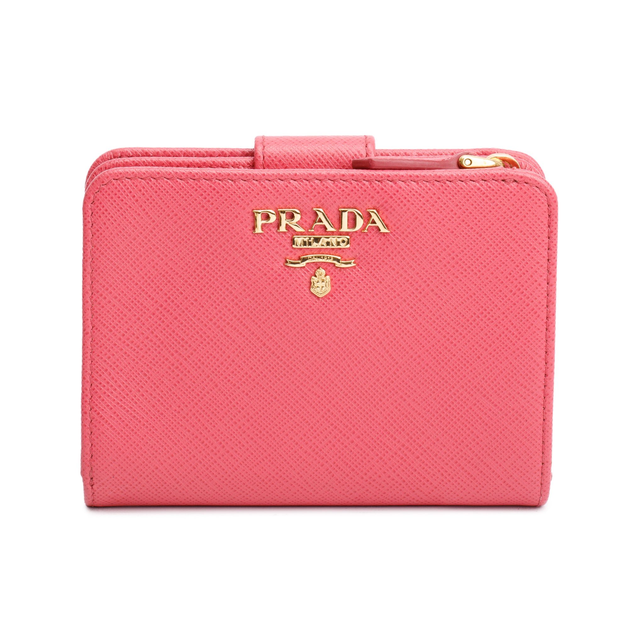 Prada Pink Saffiano Metal Compact Wallet