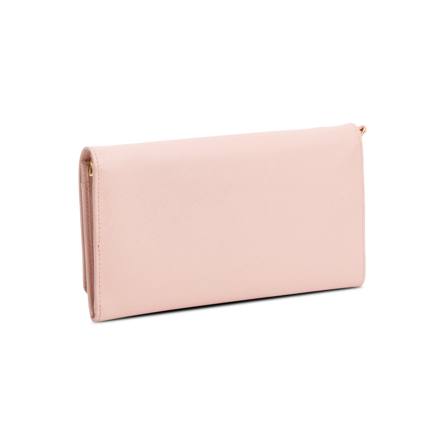 Prada Pink Saffiano Metal Continental Wallet on Chain