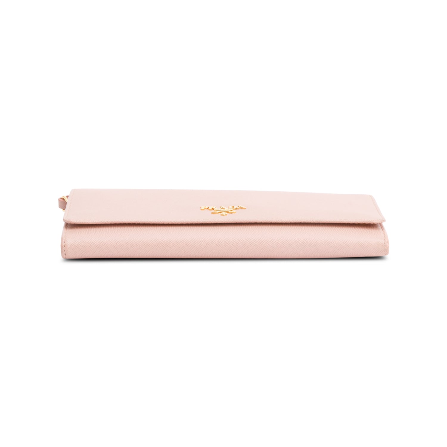 Prada Pink Saffiano Metal Continental Wallet on Chain