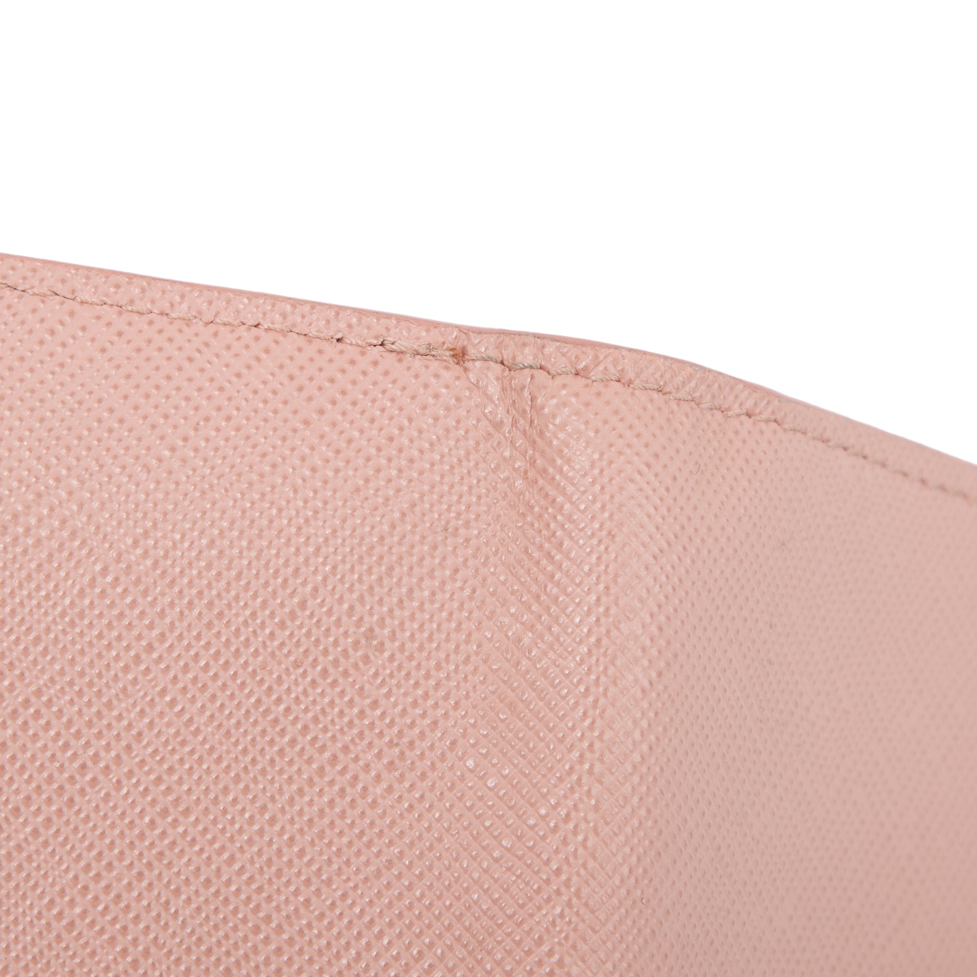 Prada Pink Saffiano Metal Flap Card Holder