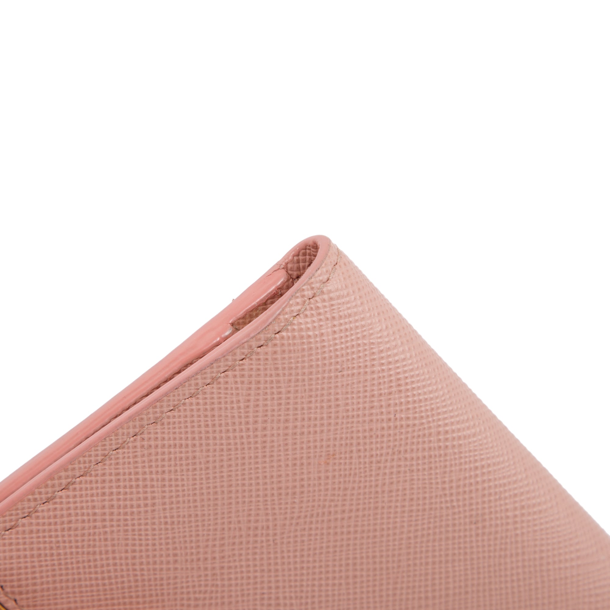 Prada Pink Saffiano Metal Flap Card Holder