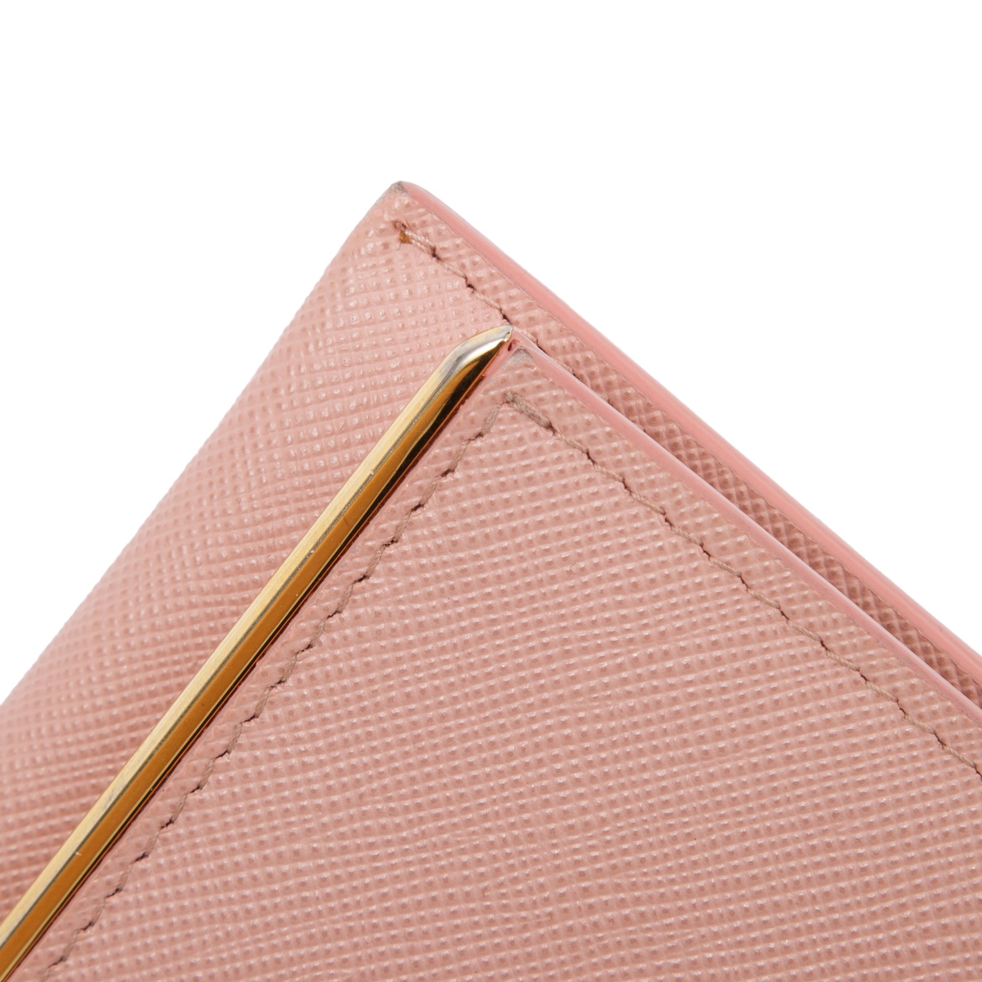 Prada Pink Saffiano Metal Flap Card Holder