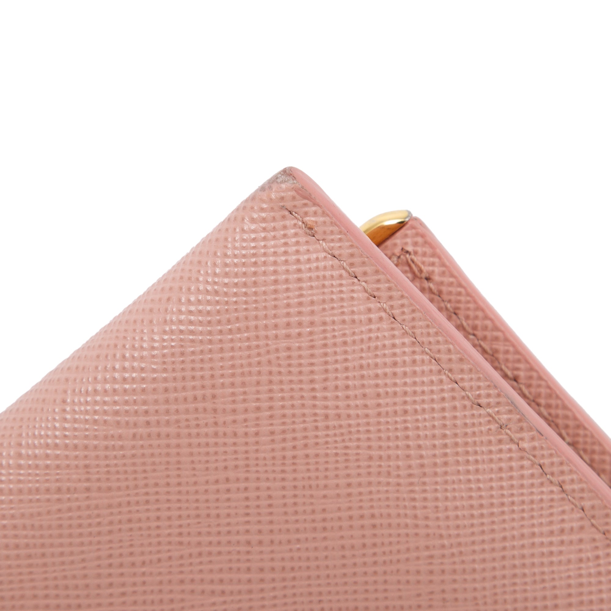 Prada Pink Saffiano Metal Flap Card Holder