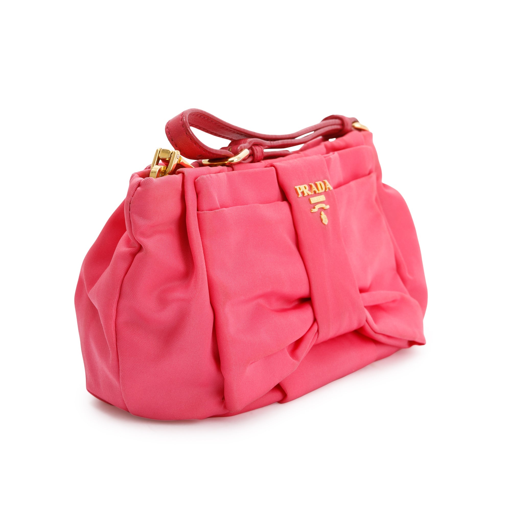 Prada Pink Tessuto Nylon Bow Wristlet