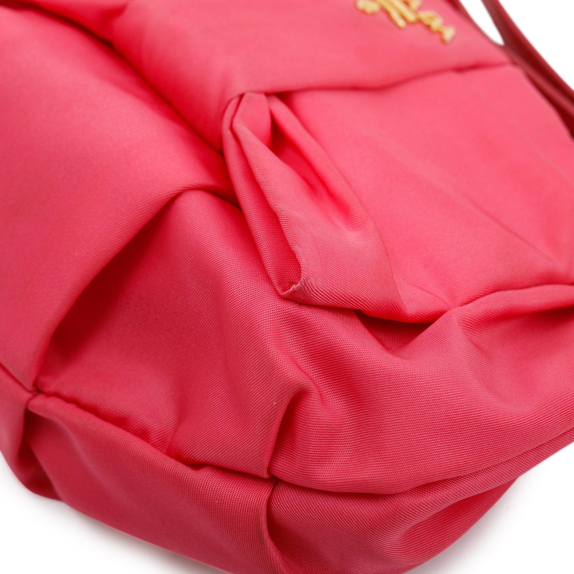 Prada Pink Tessuto Nylon Bow Wristlet