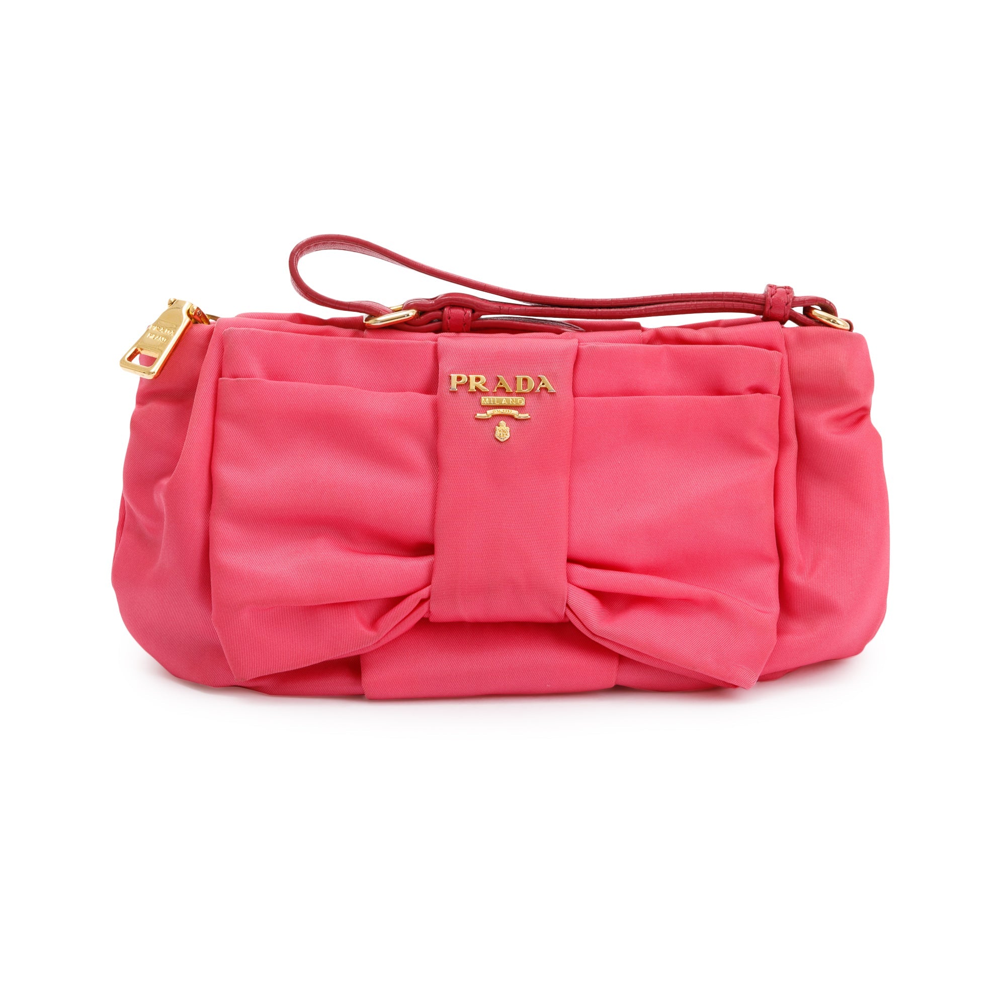 Prada Pink Tessuto Nylon Bow Wristlet