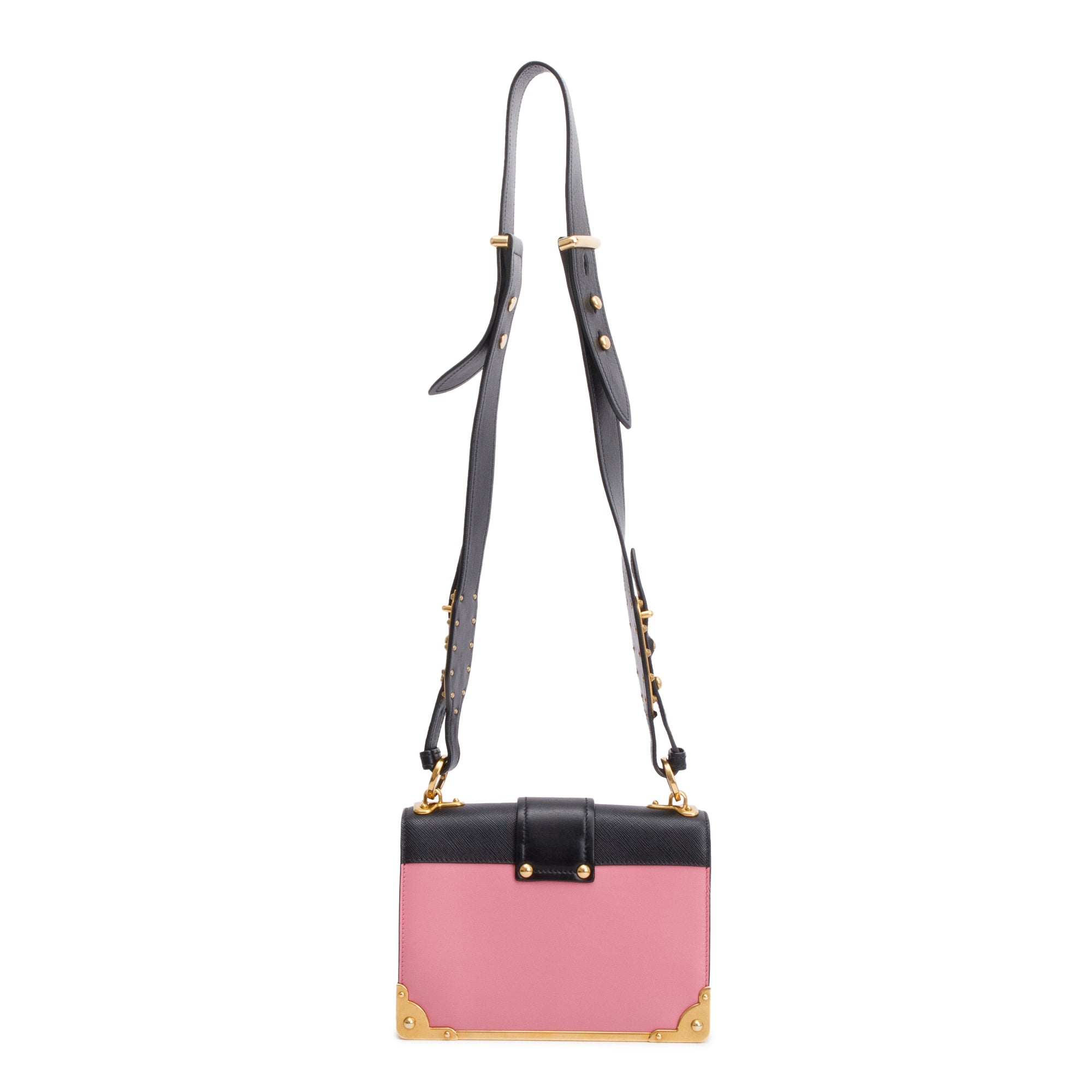 Prada Pink/Black City Calf Saffiano Cahier Bag