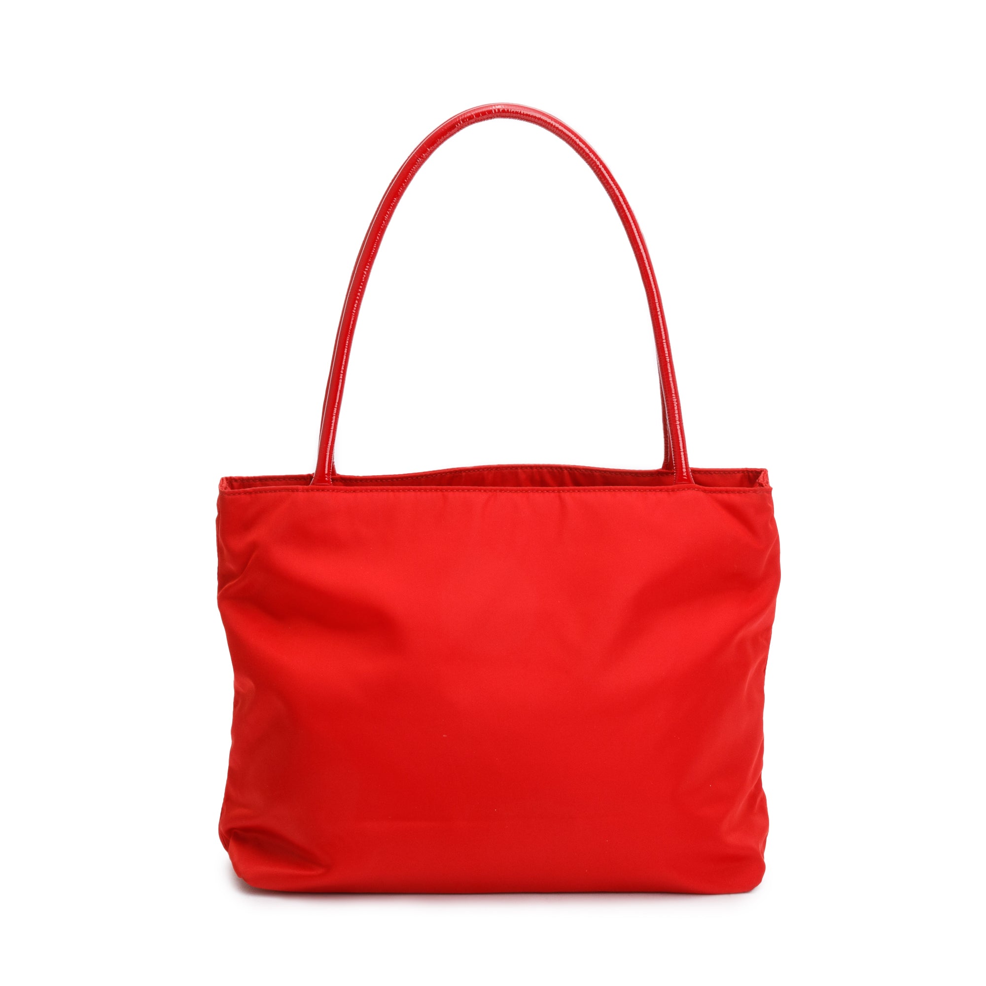 Prada Red Patent Leather Trimmed Tessuto Nylon Tote