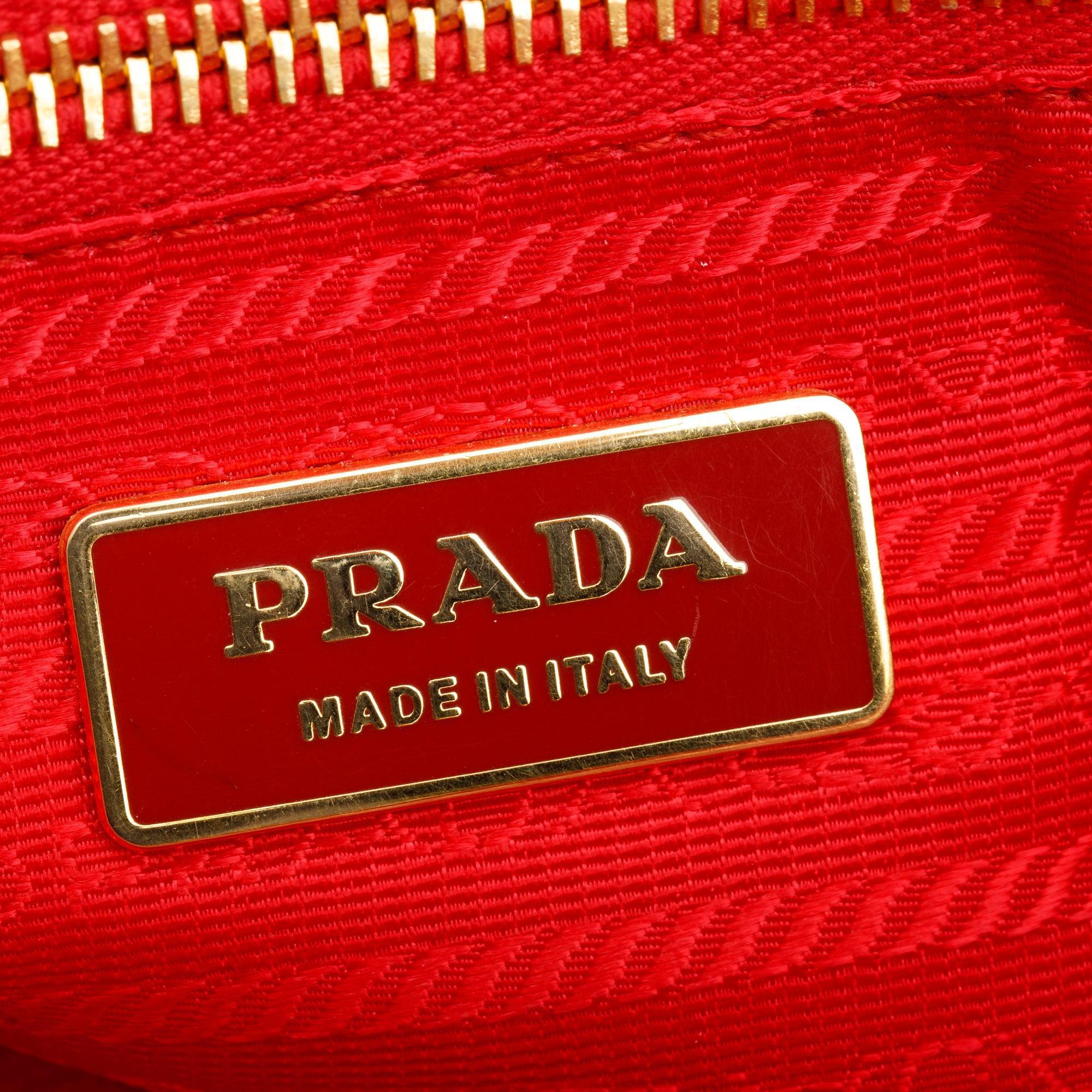Prada Red Patent Leather Trimmed Tessuto Nylon Tote