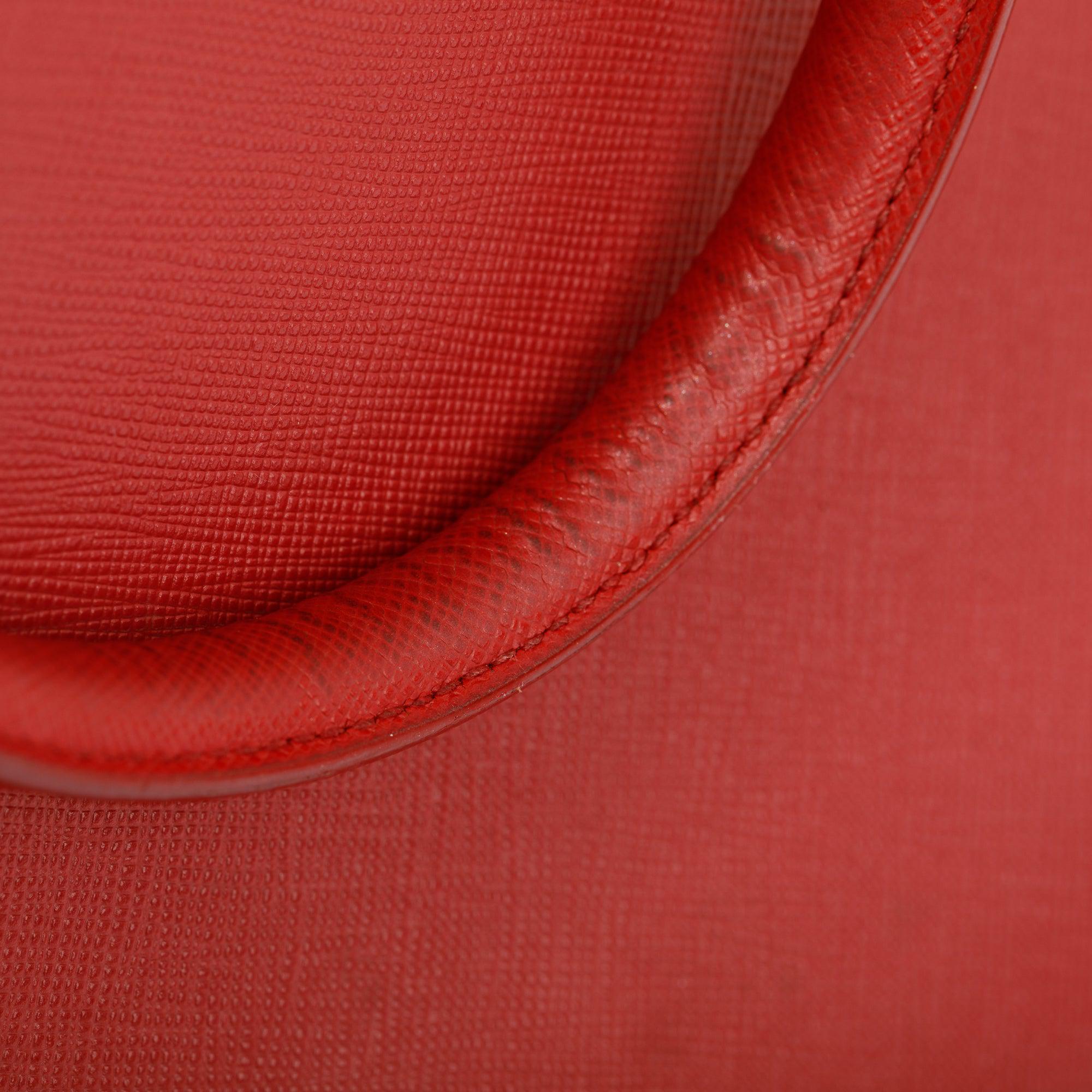 Prada Red Saffiano Leather Parabole Tote