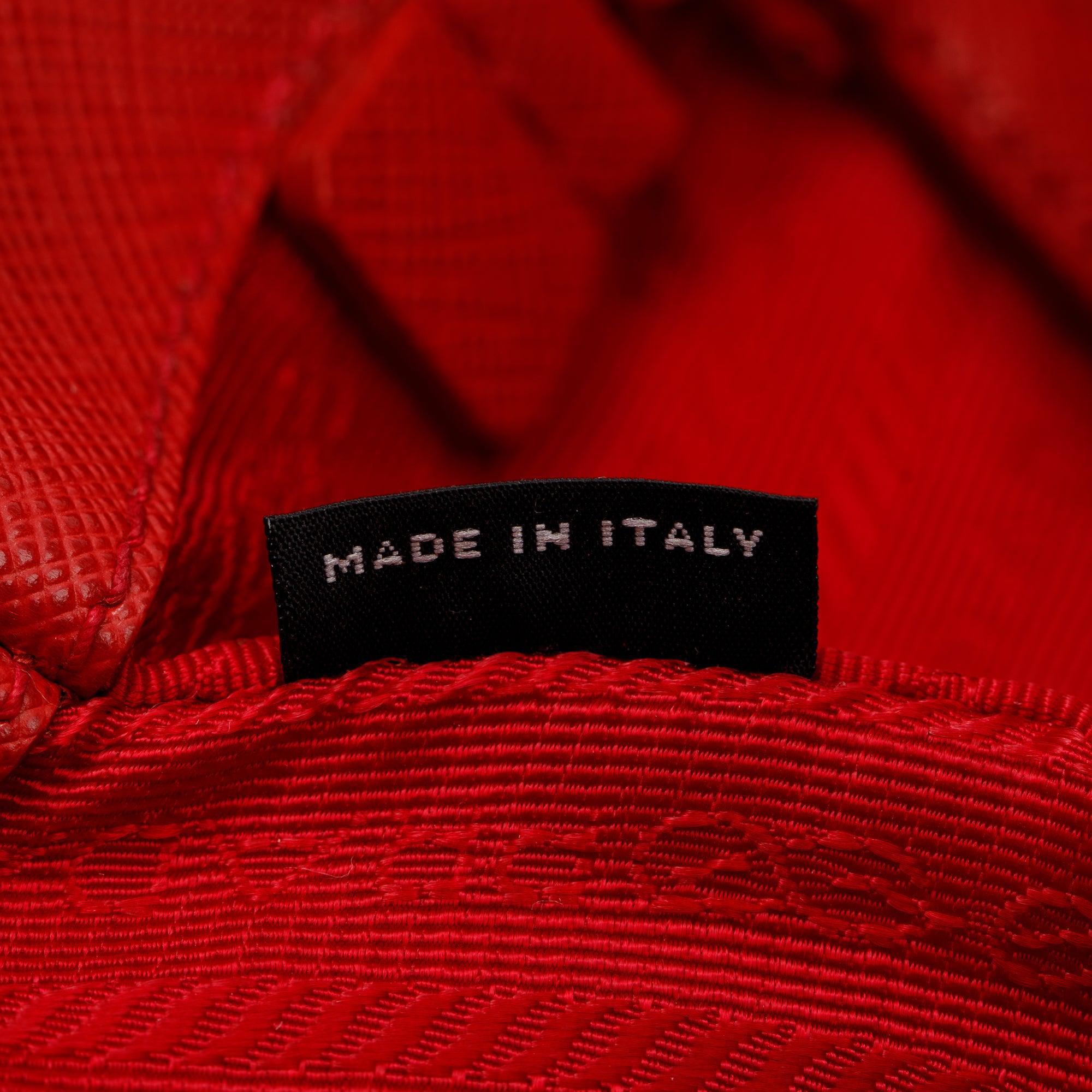 Prada Red Saffiano Leather Parabole Tote