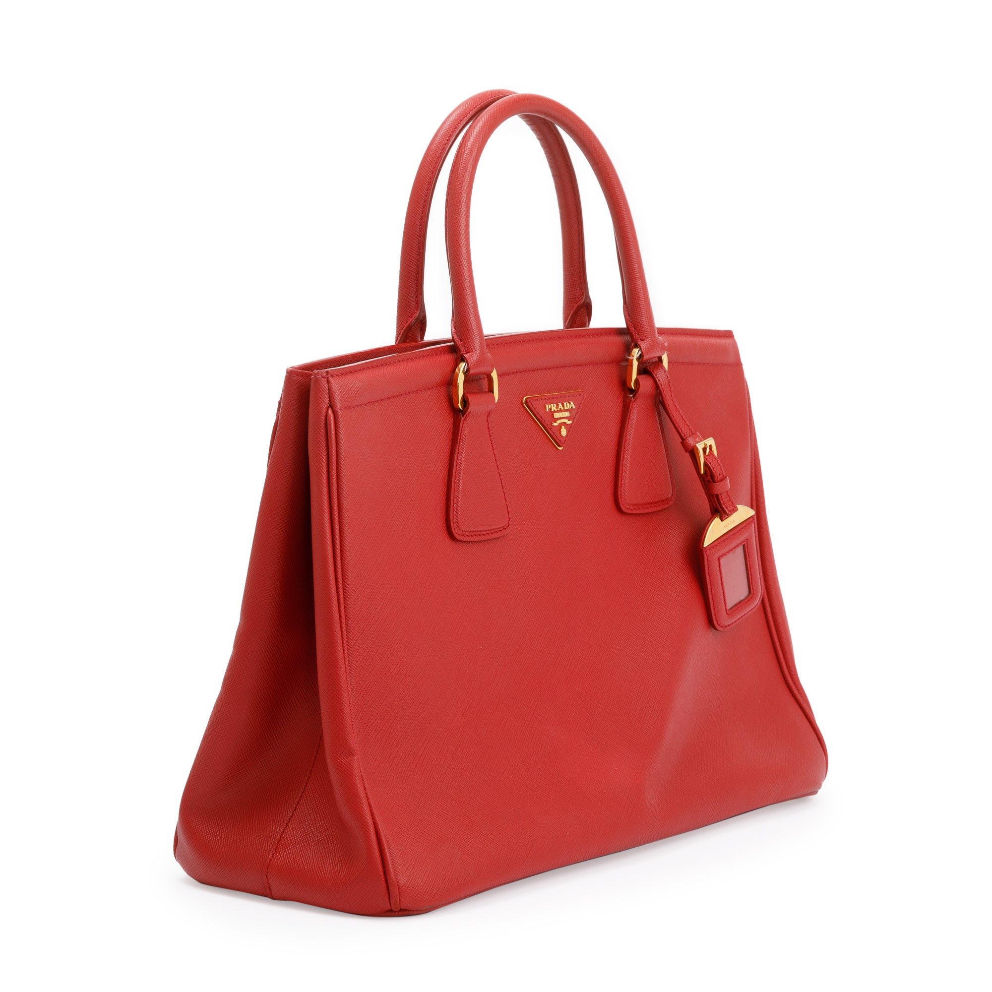 Prada Red Saffiano Leather Parabole Tote