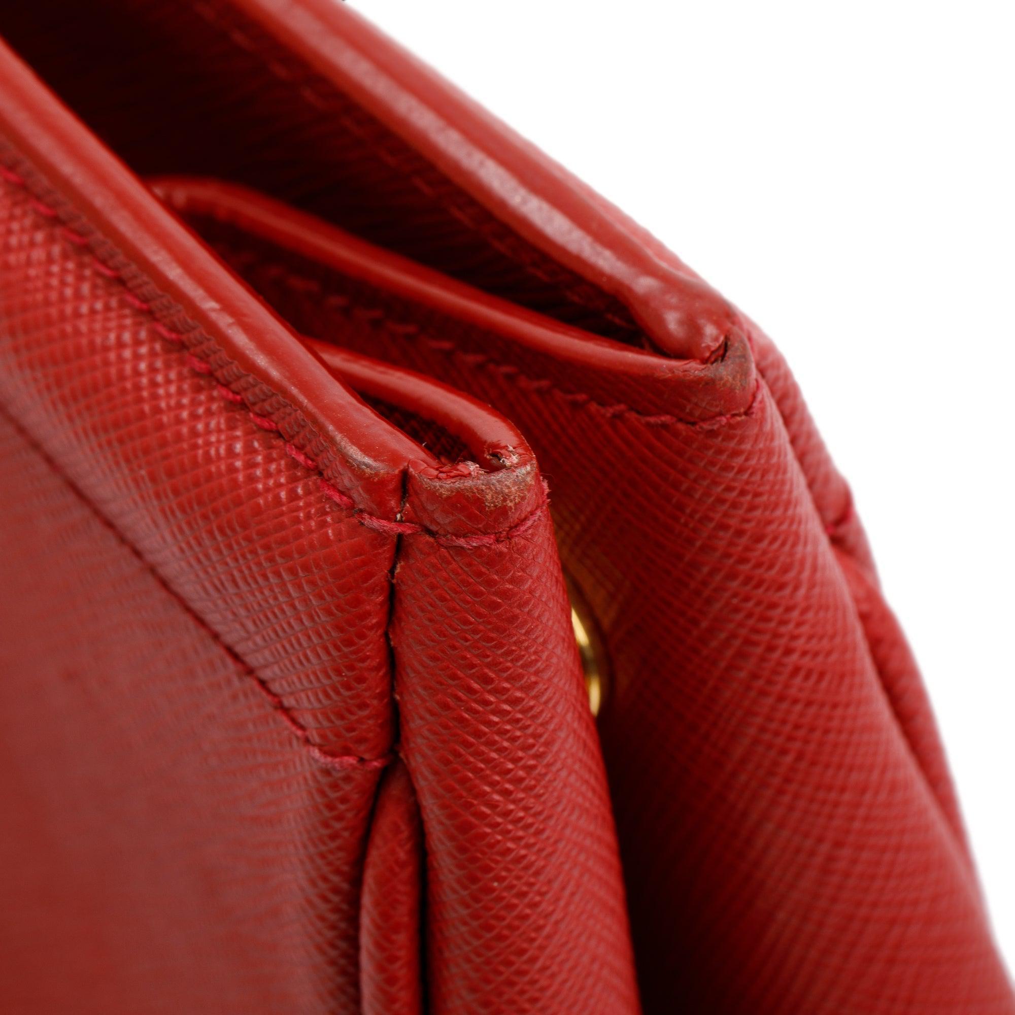 Prada Red Saffiano Leather Parabole Tote