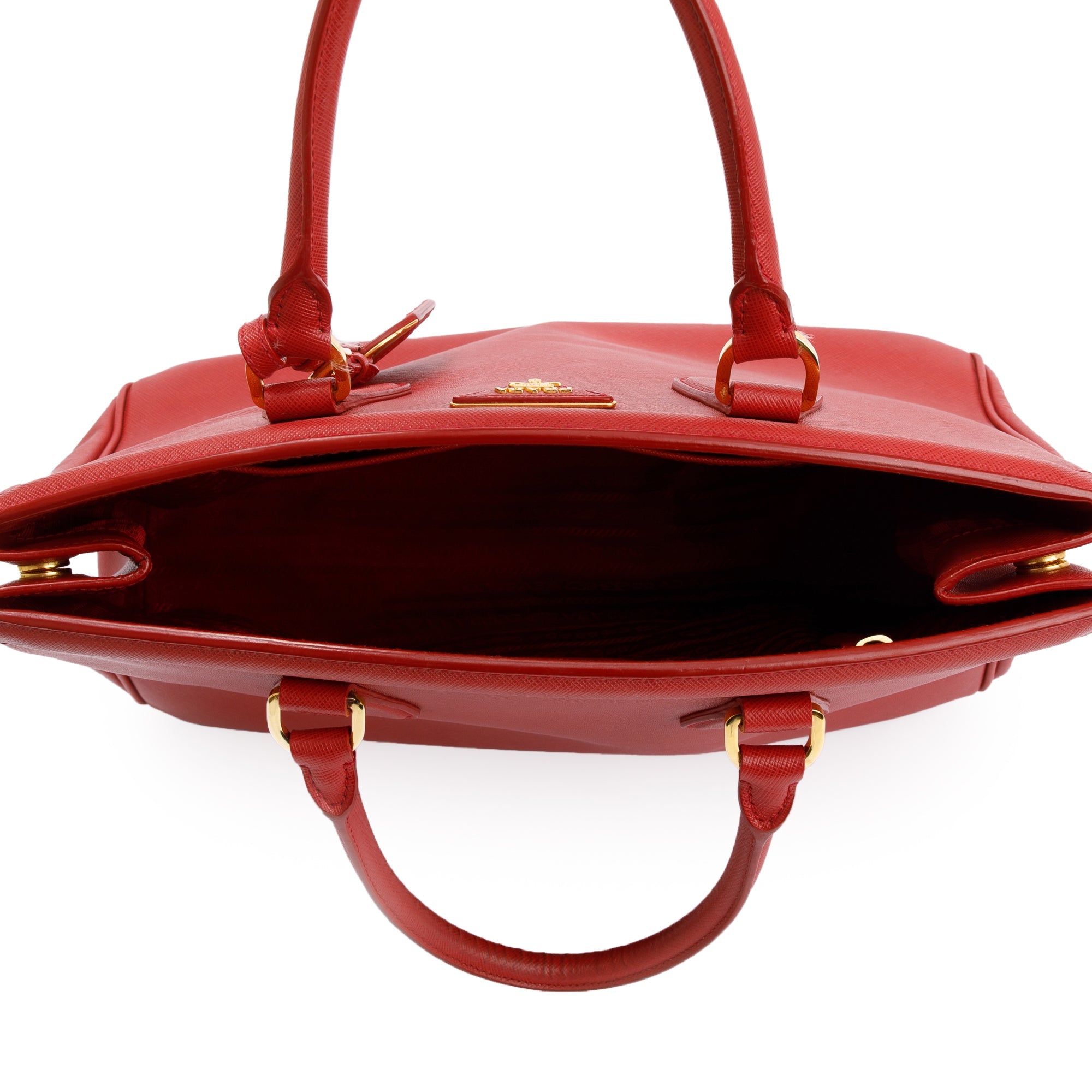 Prada Red Saffiano Leather Parabole Tote