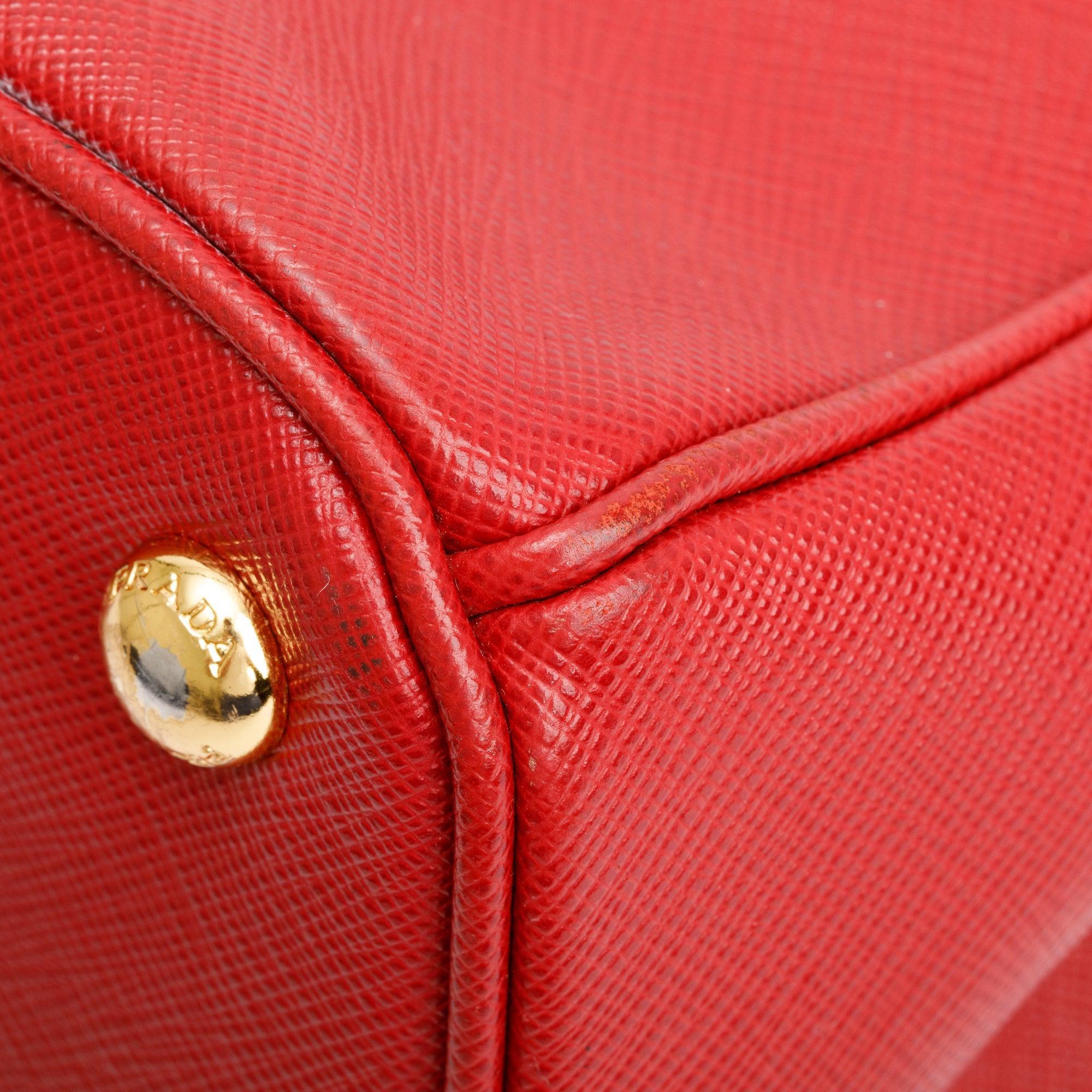 Prada Red Saffiano Lux Large Double Zip Galleria Tote