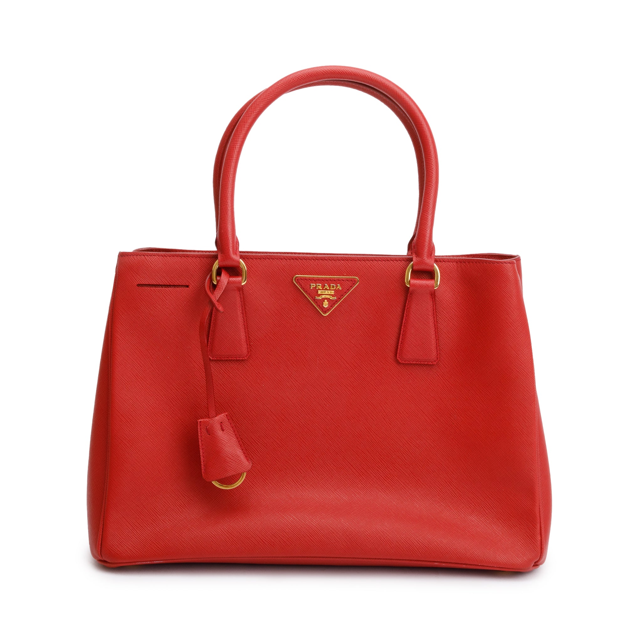 Prada Red Saffiano Lux Medium Galleria Tote w/ Strap & Box
