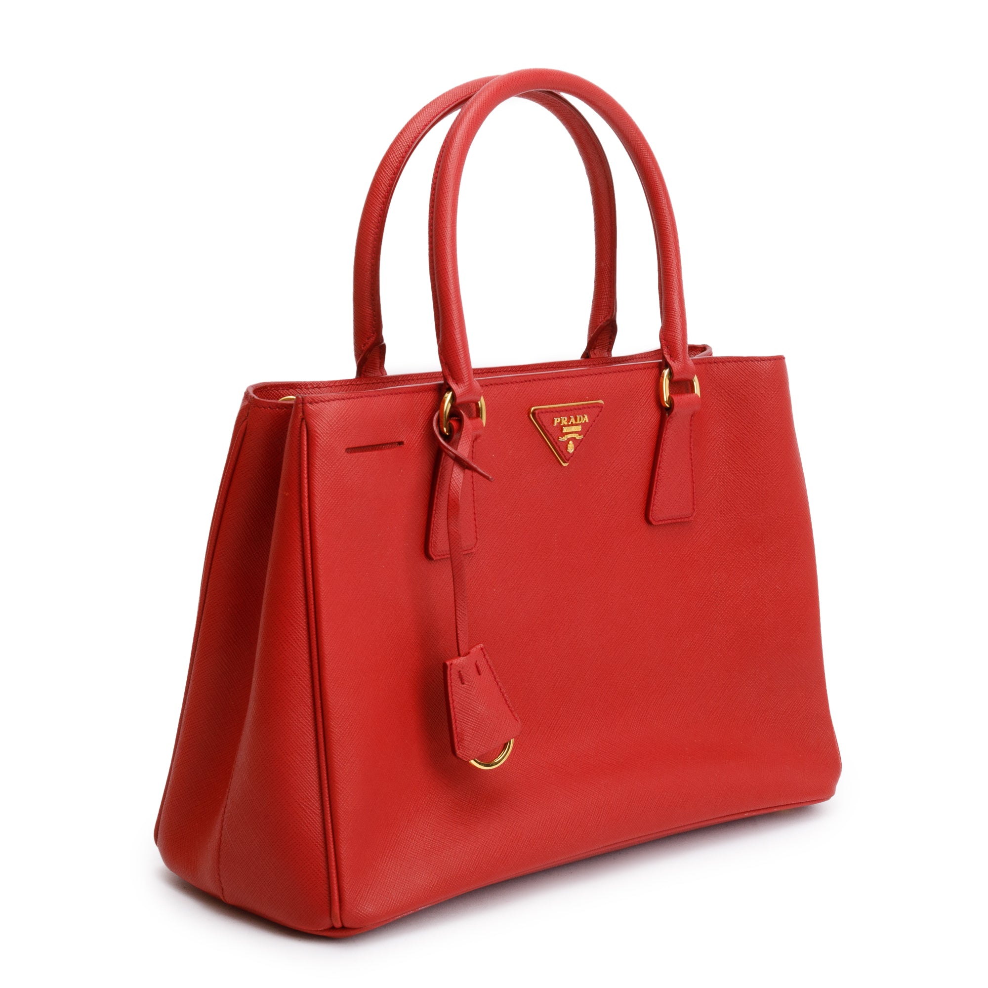 Prada Red Saffiano Lux Medium Galleria Tote w/ Strap & Box