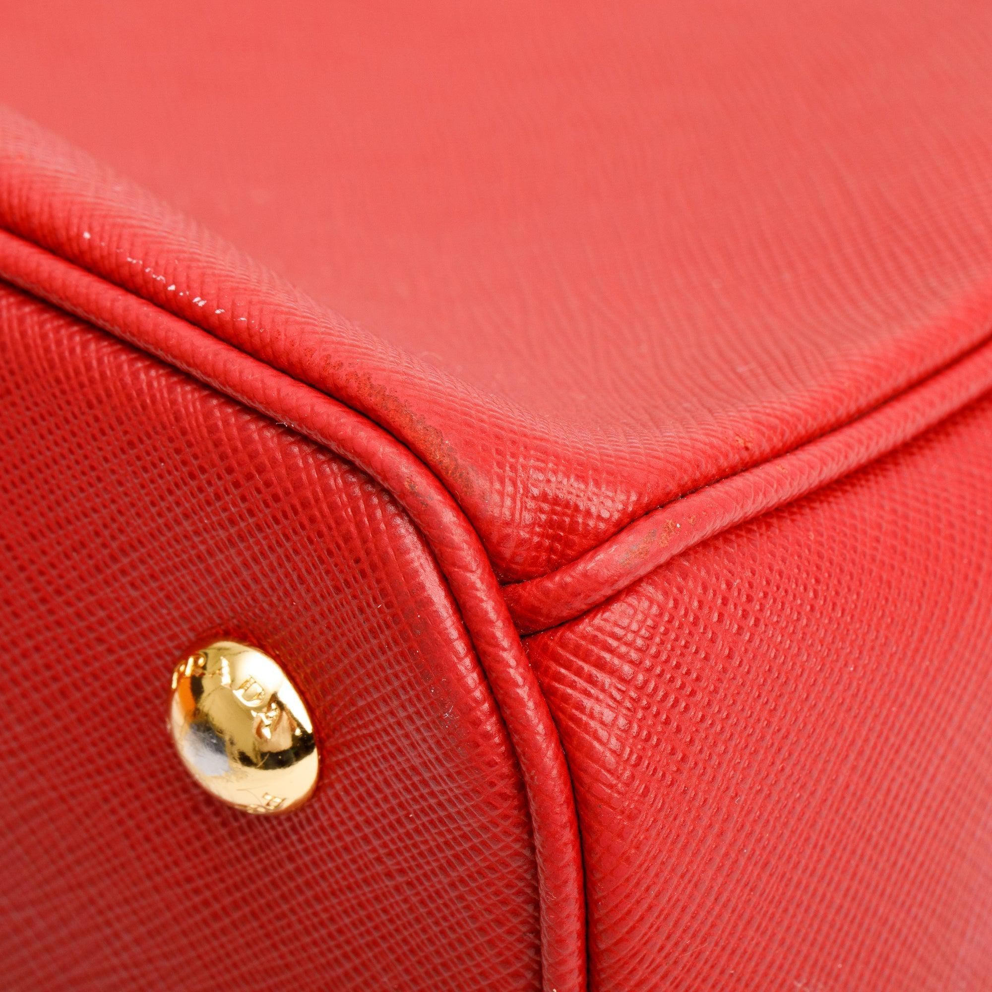 Prada Red Saffiano Lux Medium Galleria Tote w/ Strap & Box