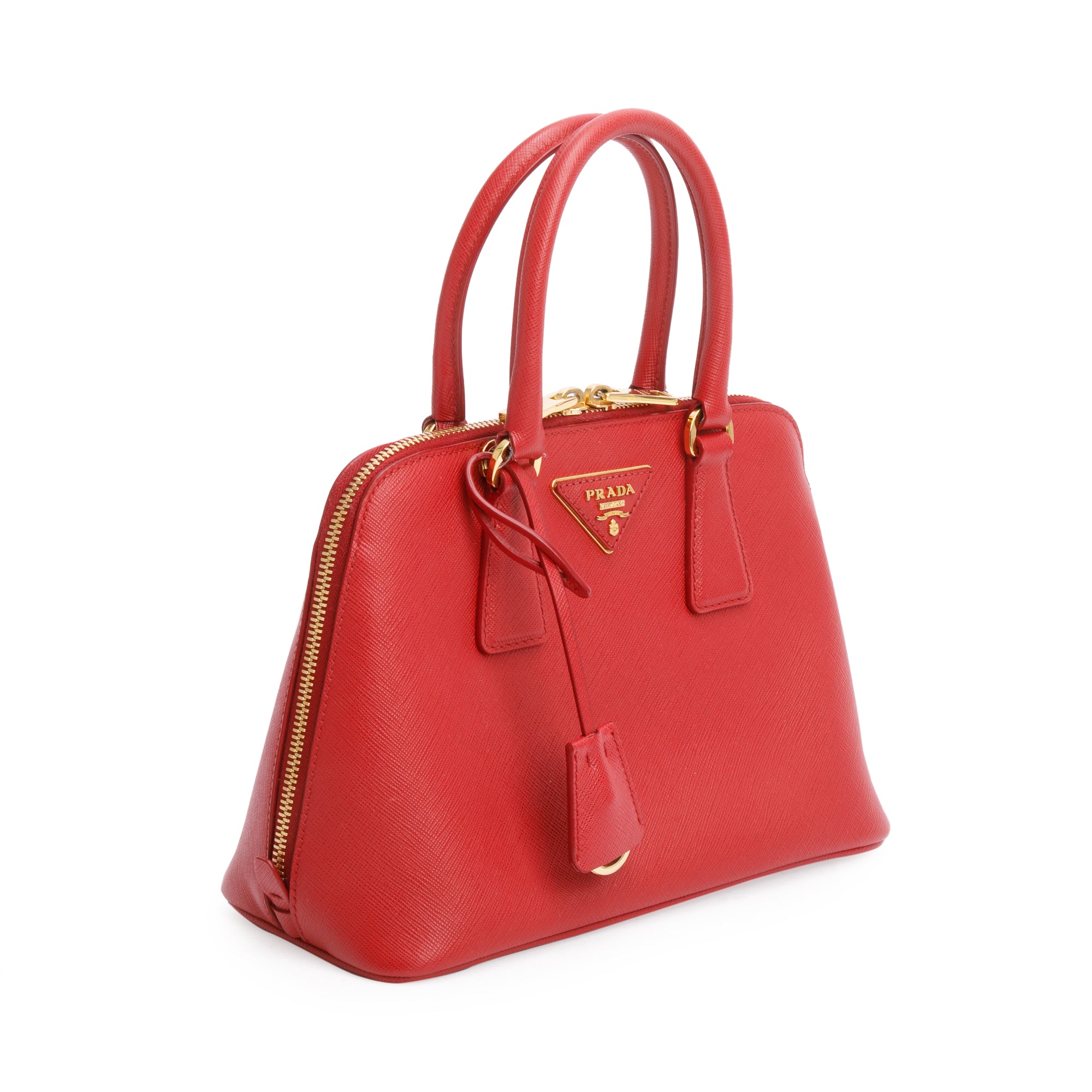 Prada Red Saffiano Lux Small Promenade Tote w/ Strap