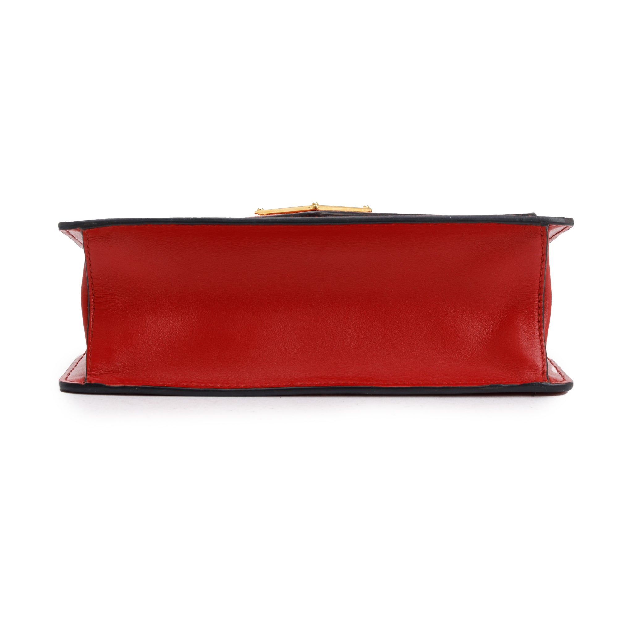 Prada Red Saffiano Soft Calf Leather Flop Lock Chain Crossbody Bag