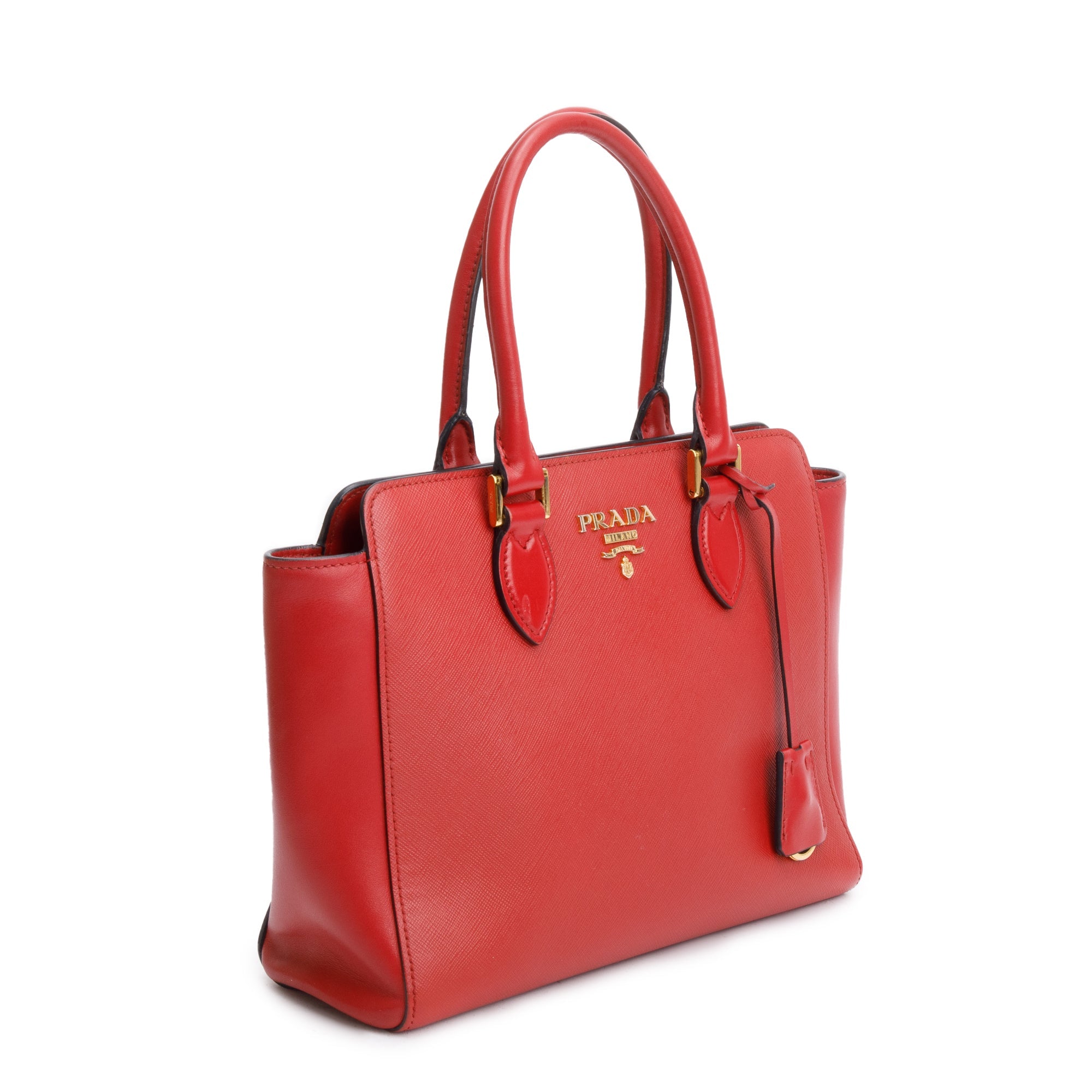 Prada Red Saffiano Soft Calf Leather Tote w/ Strap & Authenticity Card