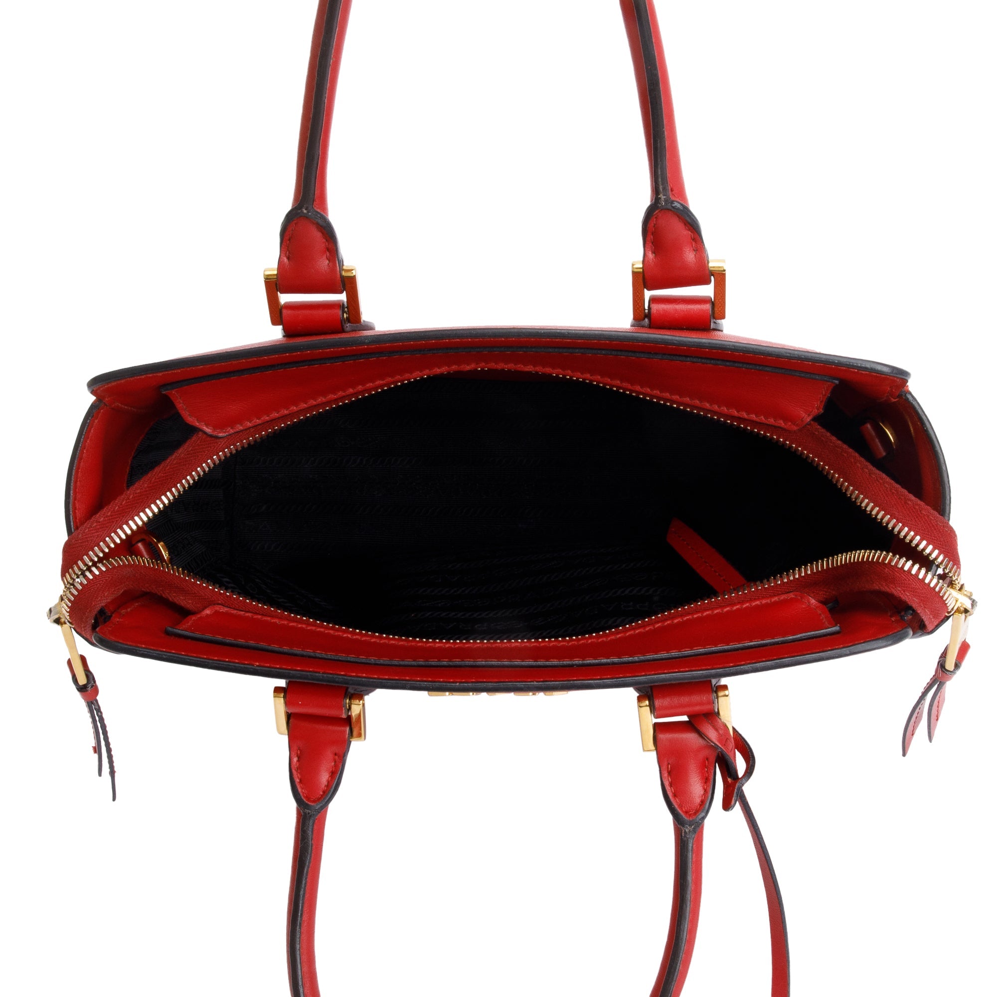 Prada Red Saffiano Soft Calf Leather Tote w/ Strap & Authenticity Card