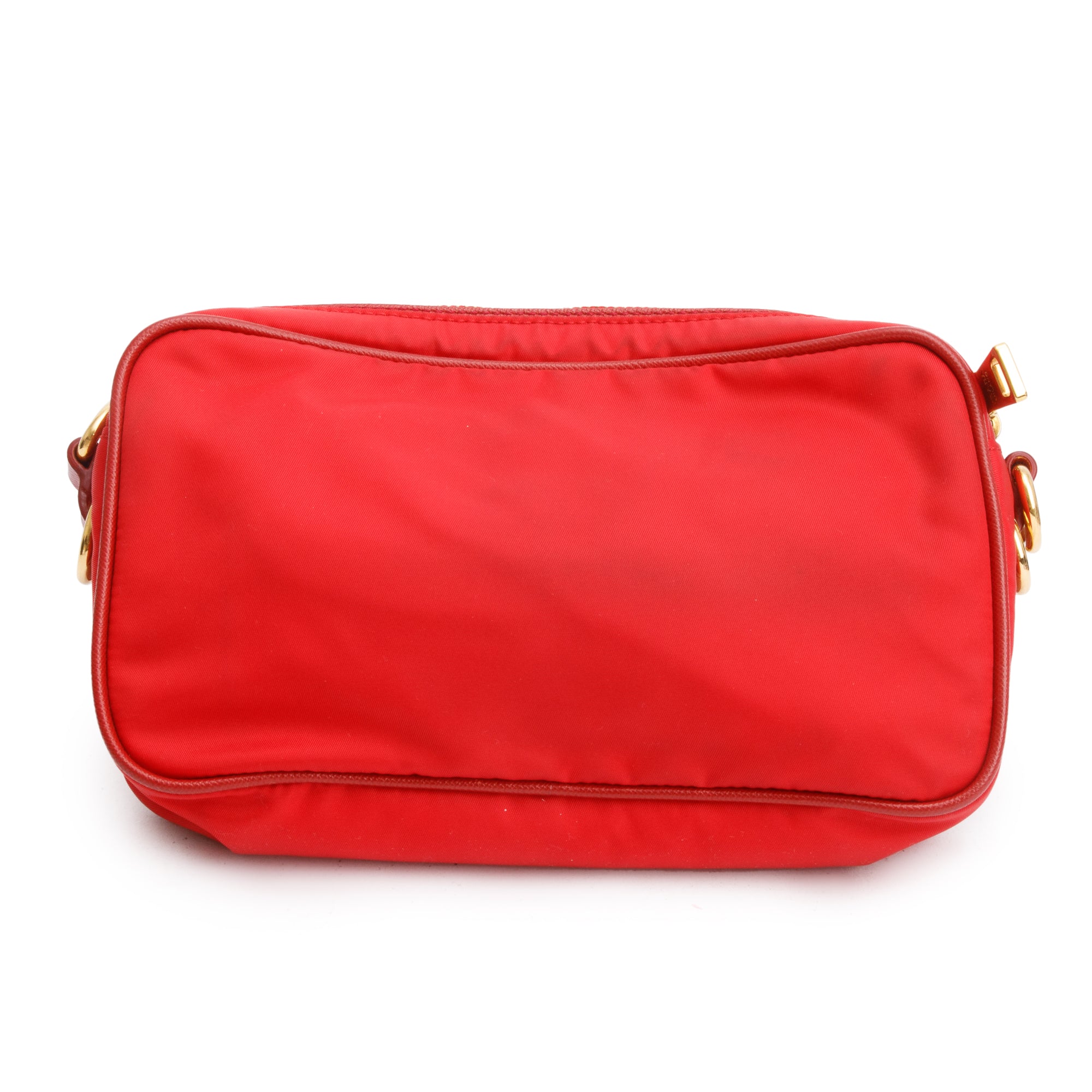 Prada Red Saffiano-Trimmed Tessuto Nylon Camera Crossbody Bag w/ Authenticity Card