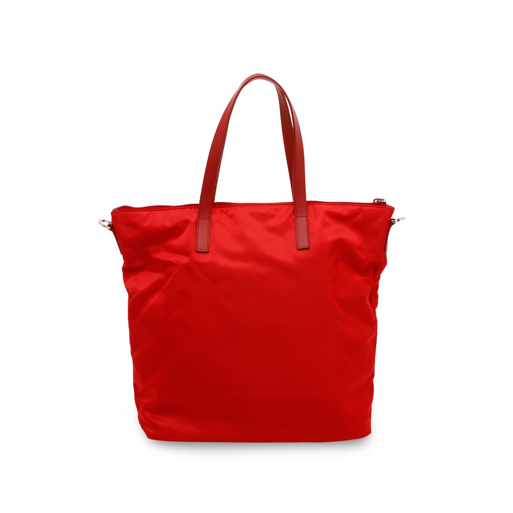 Prada Red Saffiano-Trimmed Vela Tote w/ Strap