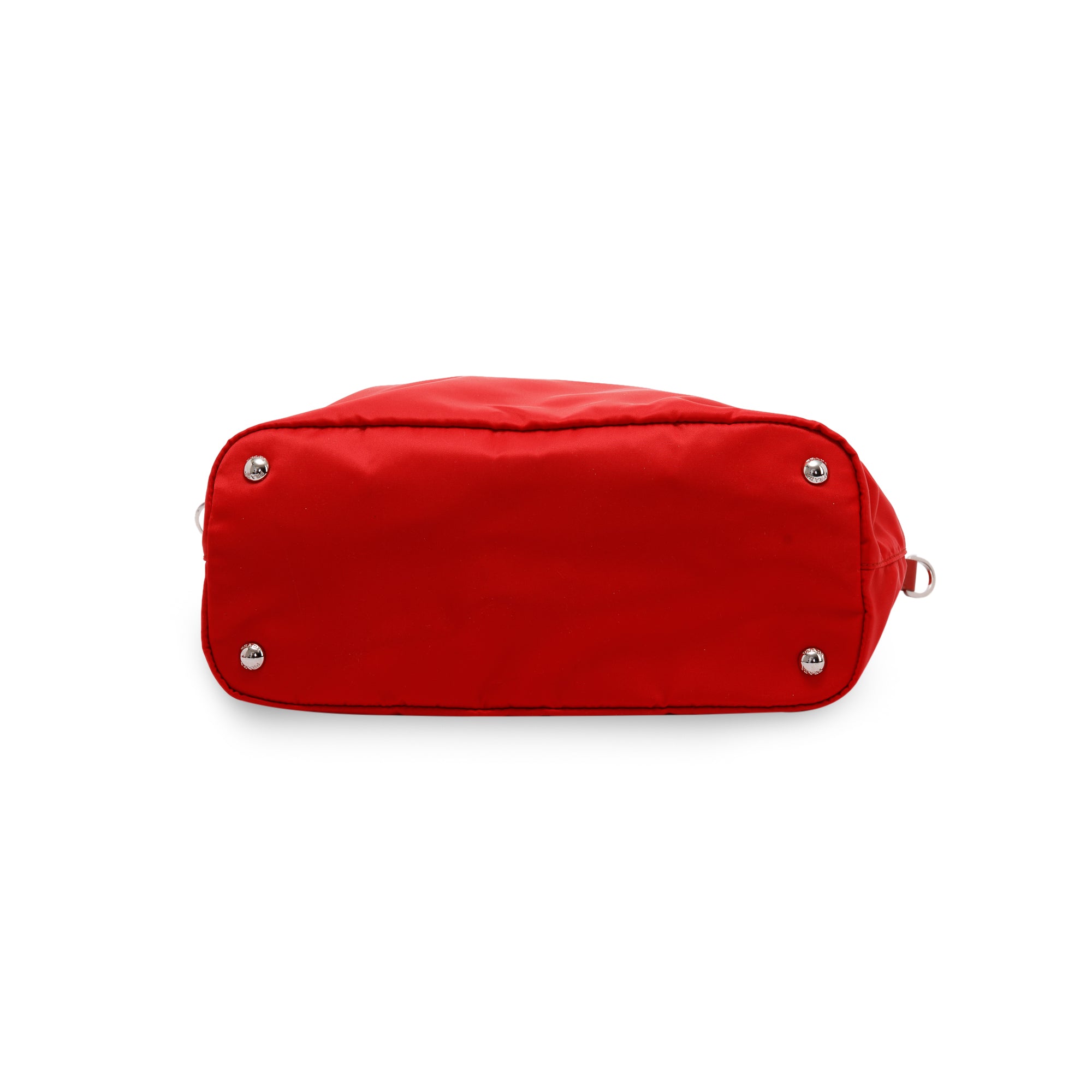 Prada Red Saffiano-Trimmed Vela Tote w/ Strap