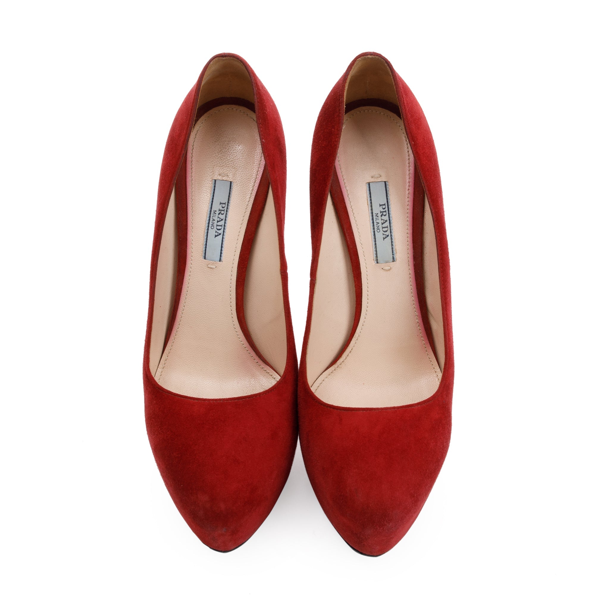 Prada Red Suede Pumps, Size 39.5