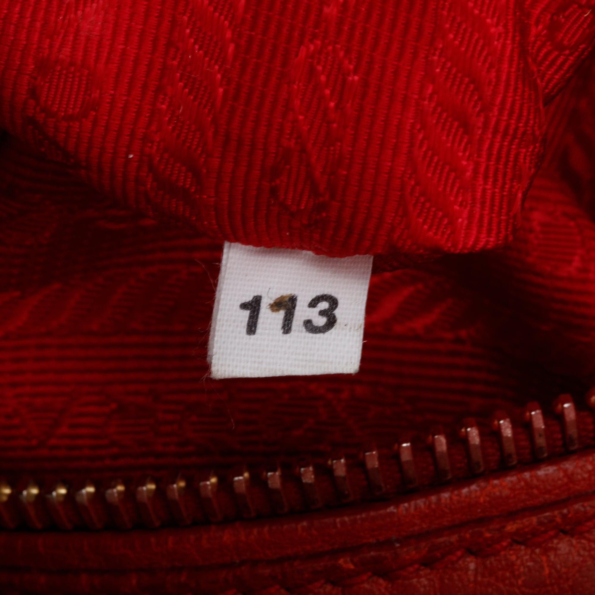 Prada Red Vitello Daino Leather Side Zip Hobo