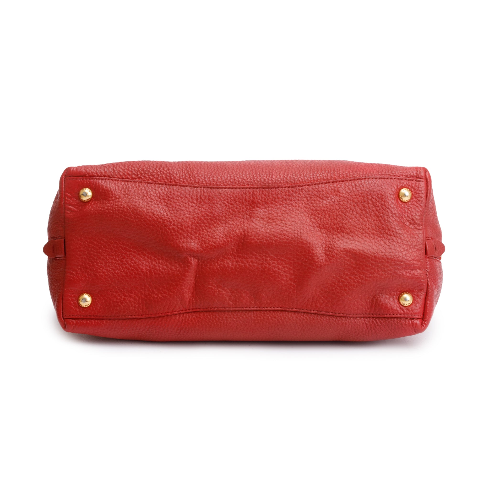 Prada Red Vitello Daino Leather Side Zip Hobo
