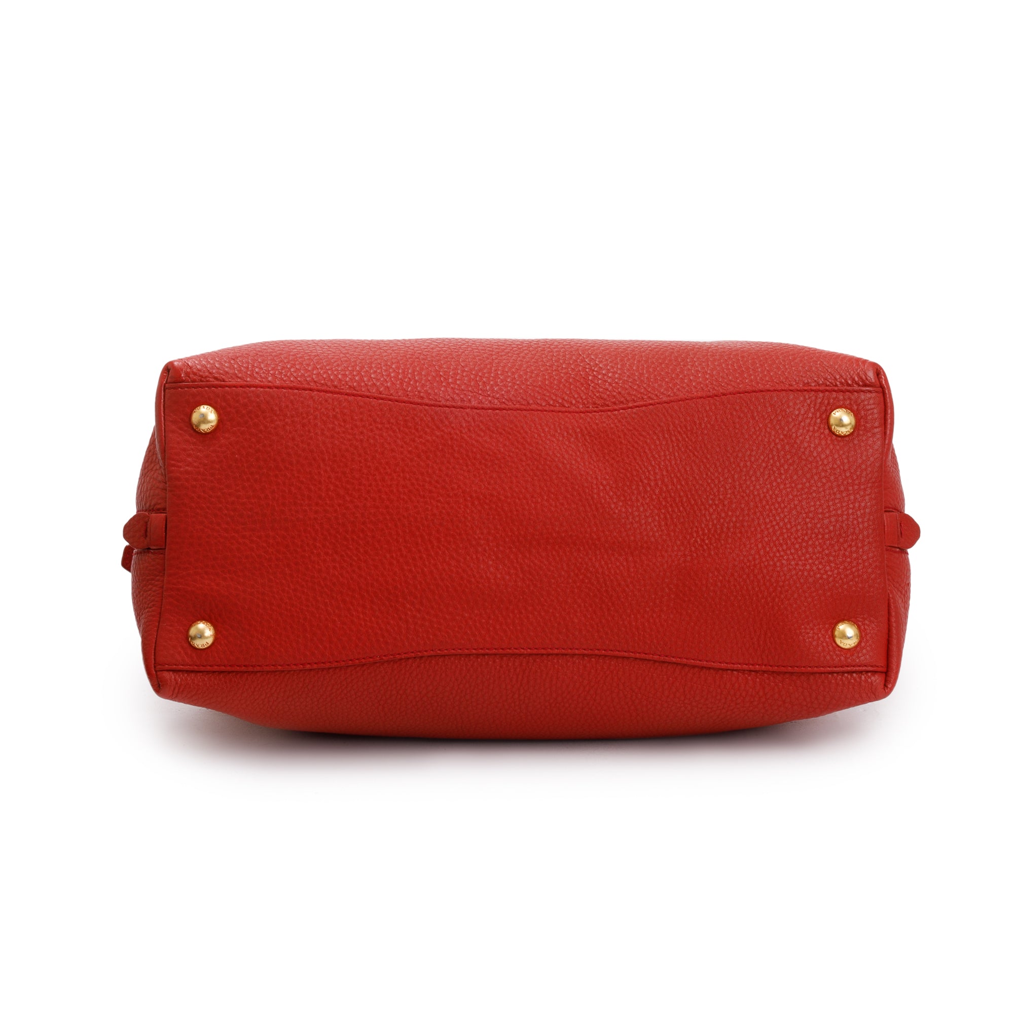 Prada Red Vitello Daino Leather Side Zip Hobo Bag