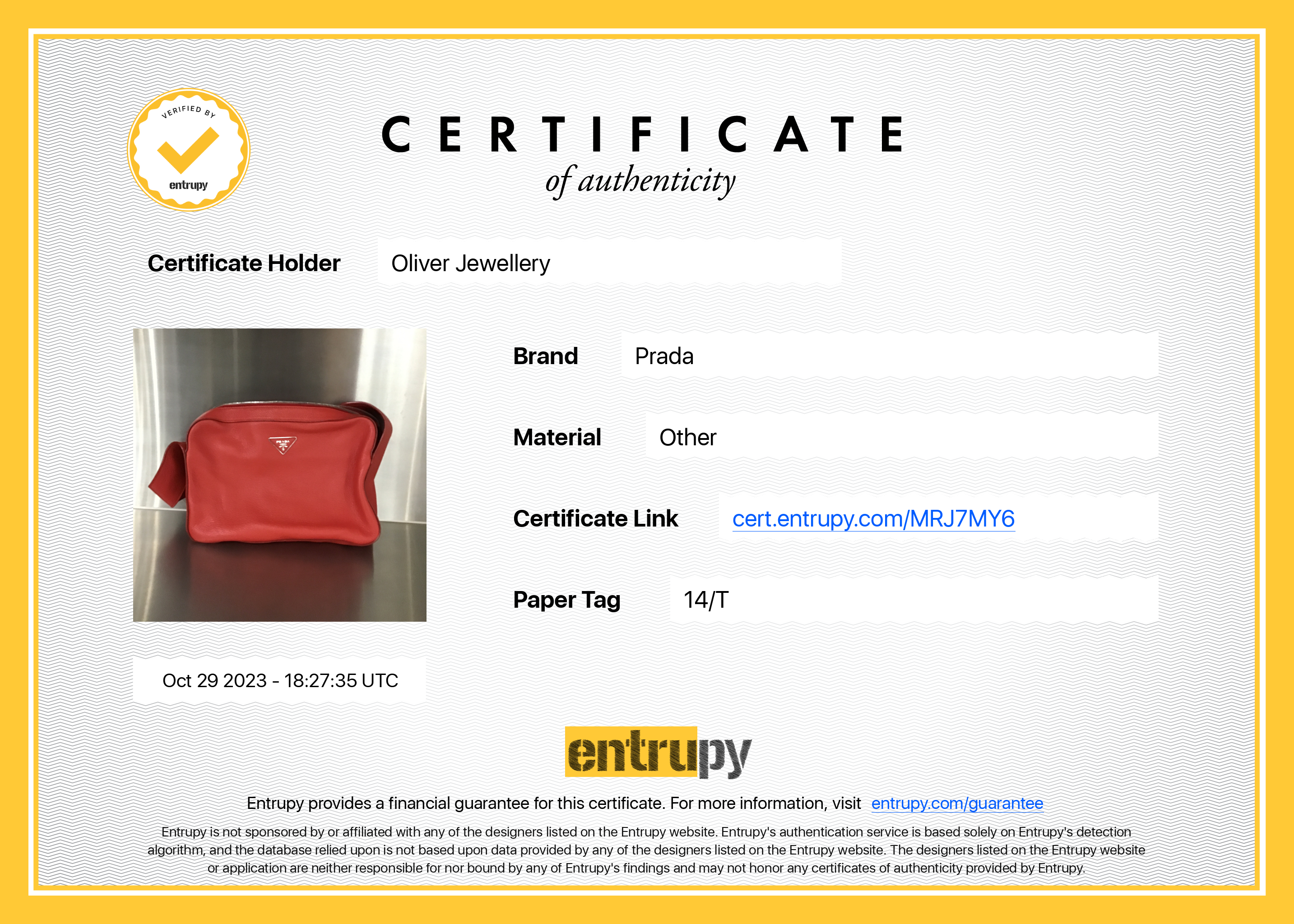 Prada Red Vitello Daino Leather Zipped Shoulder Bag w/ Authenticity Card