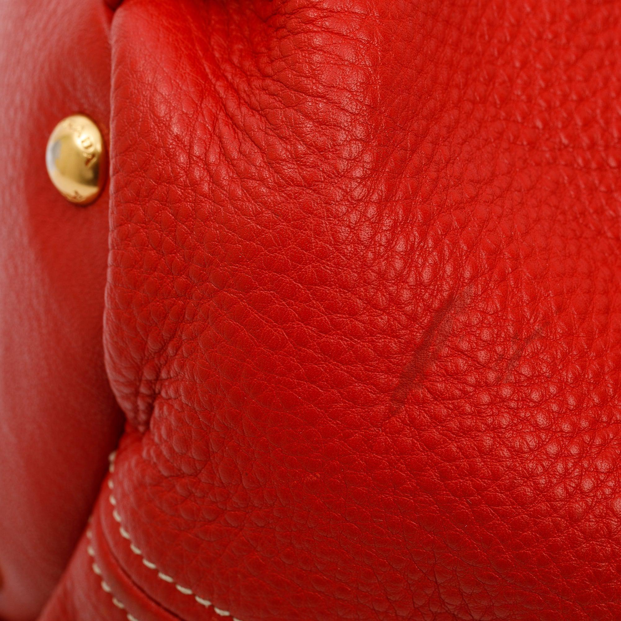 Prada Red Vitello Daino Shoulder Bag w/ Strap