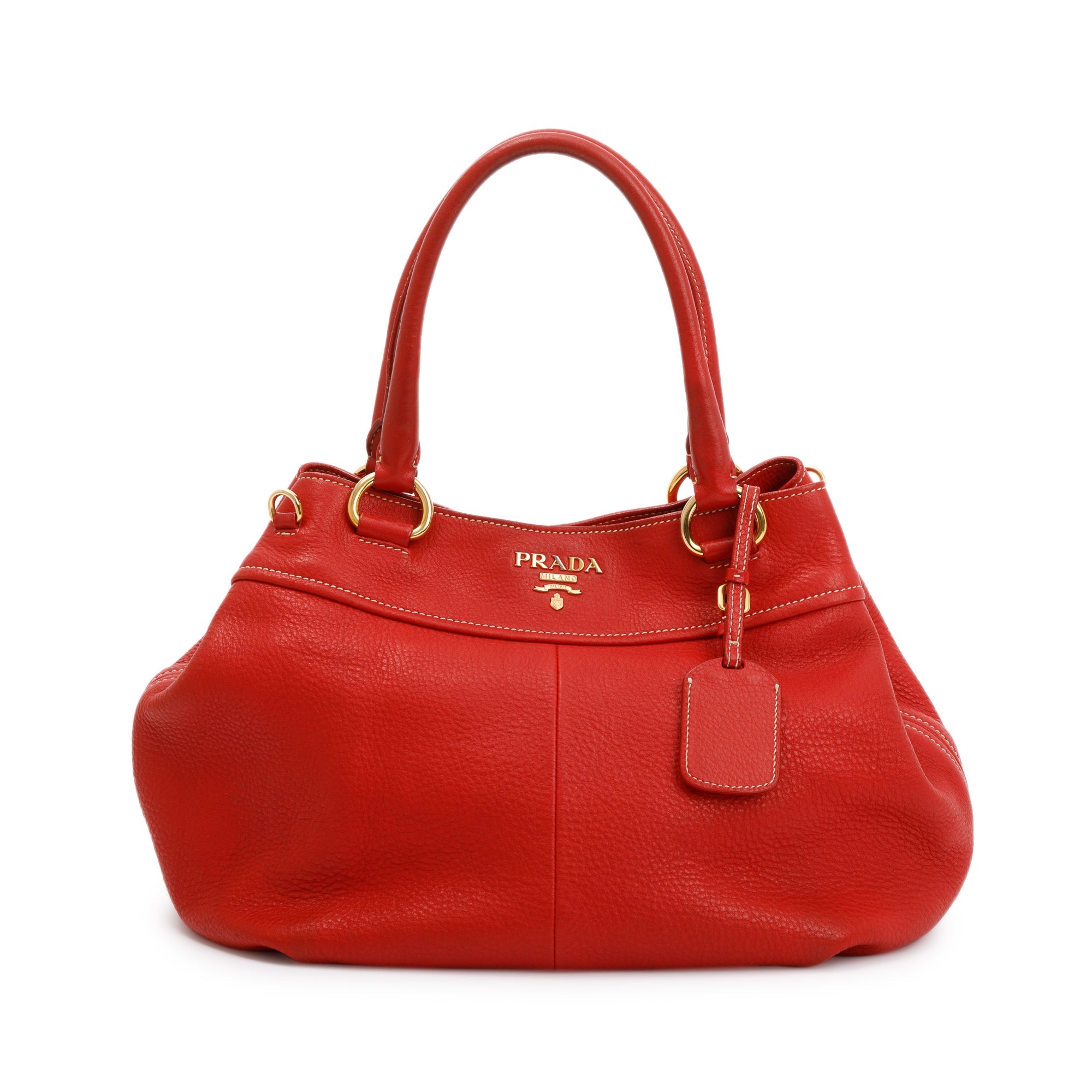 Prada Red Vitello Daino Shoulder Bag w/ Strap