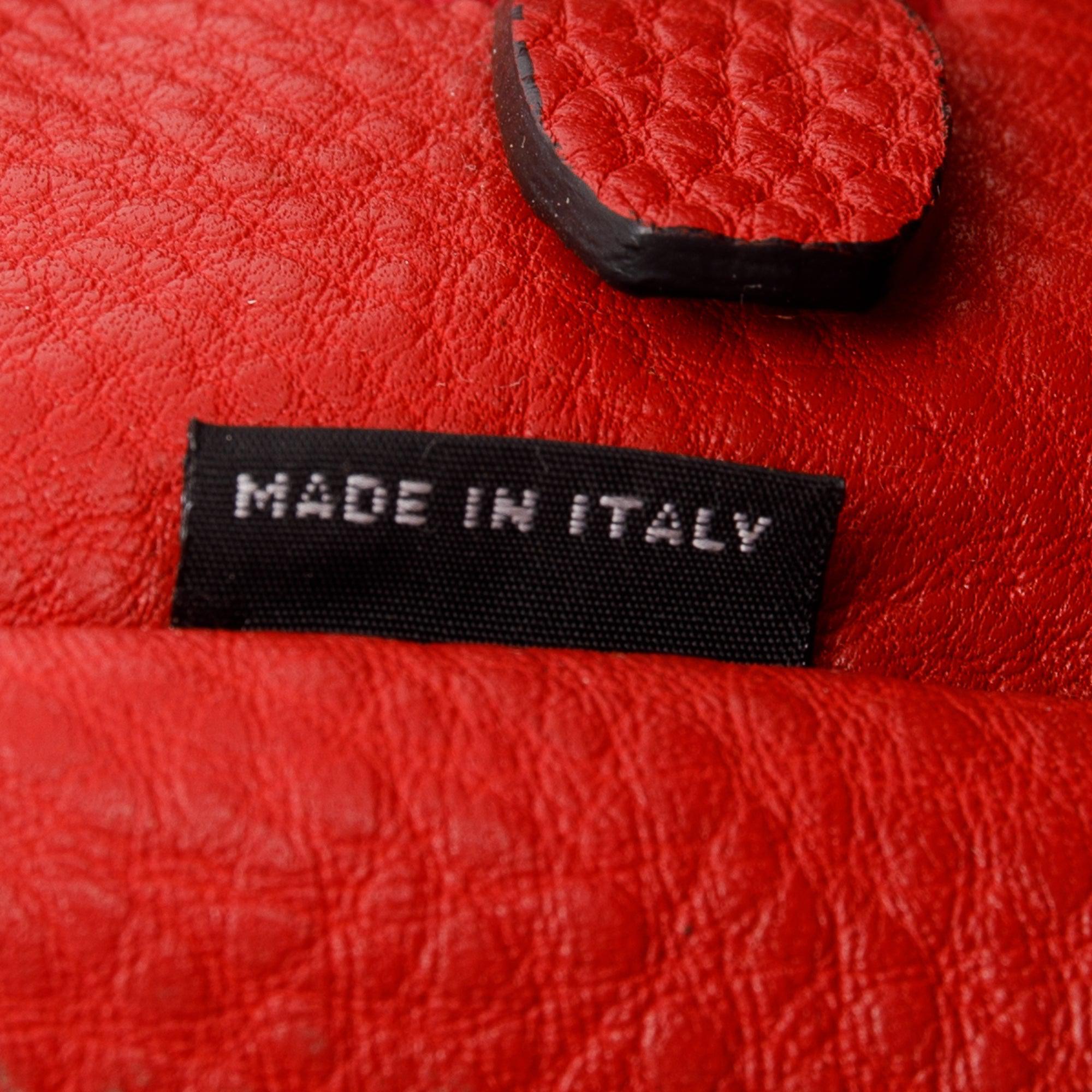 Prada Red Vitello Daino Sound Twin Pocket Tote w/ Strap